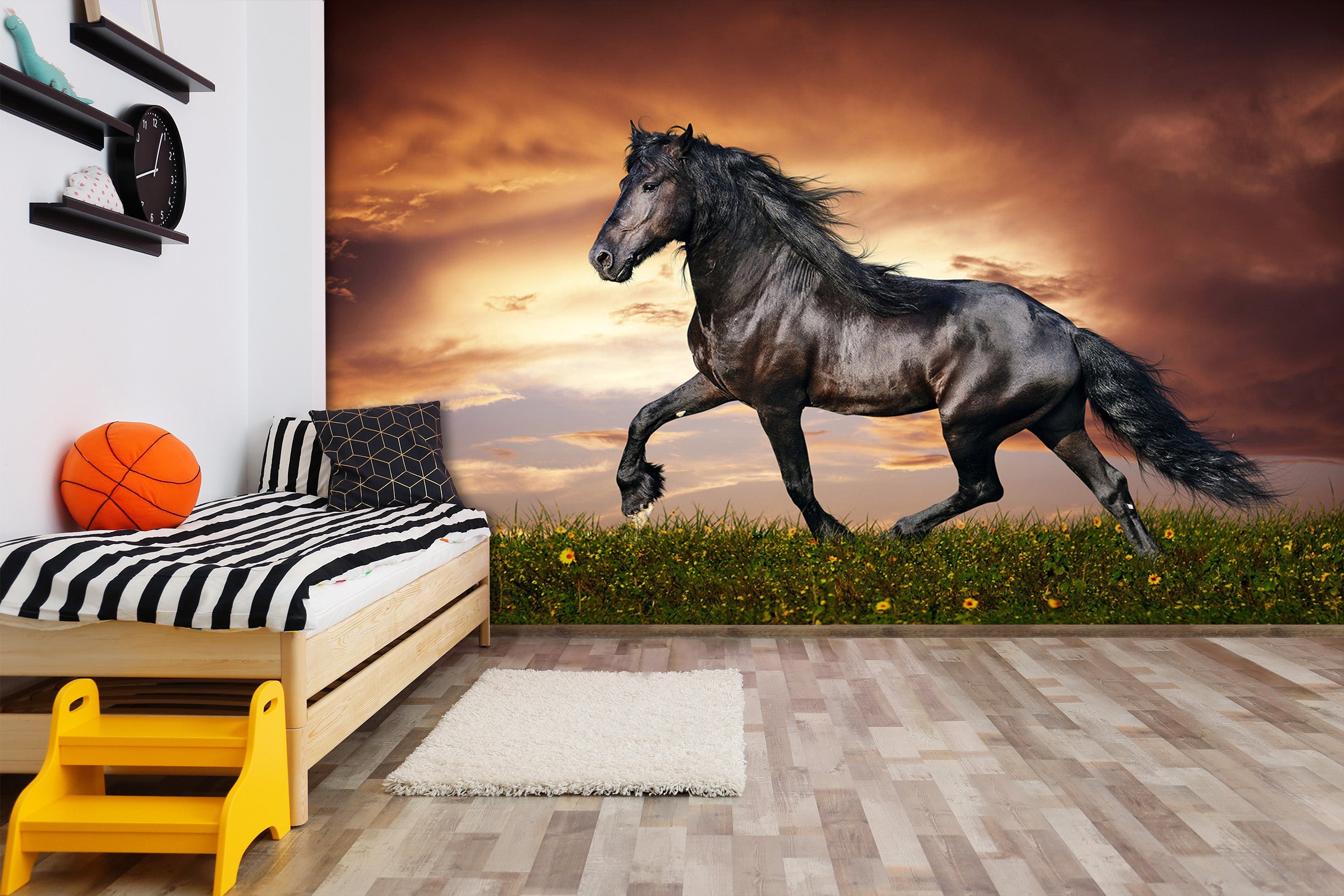 3D Strong Black Horse 305 Wall Murals