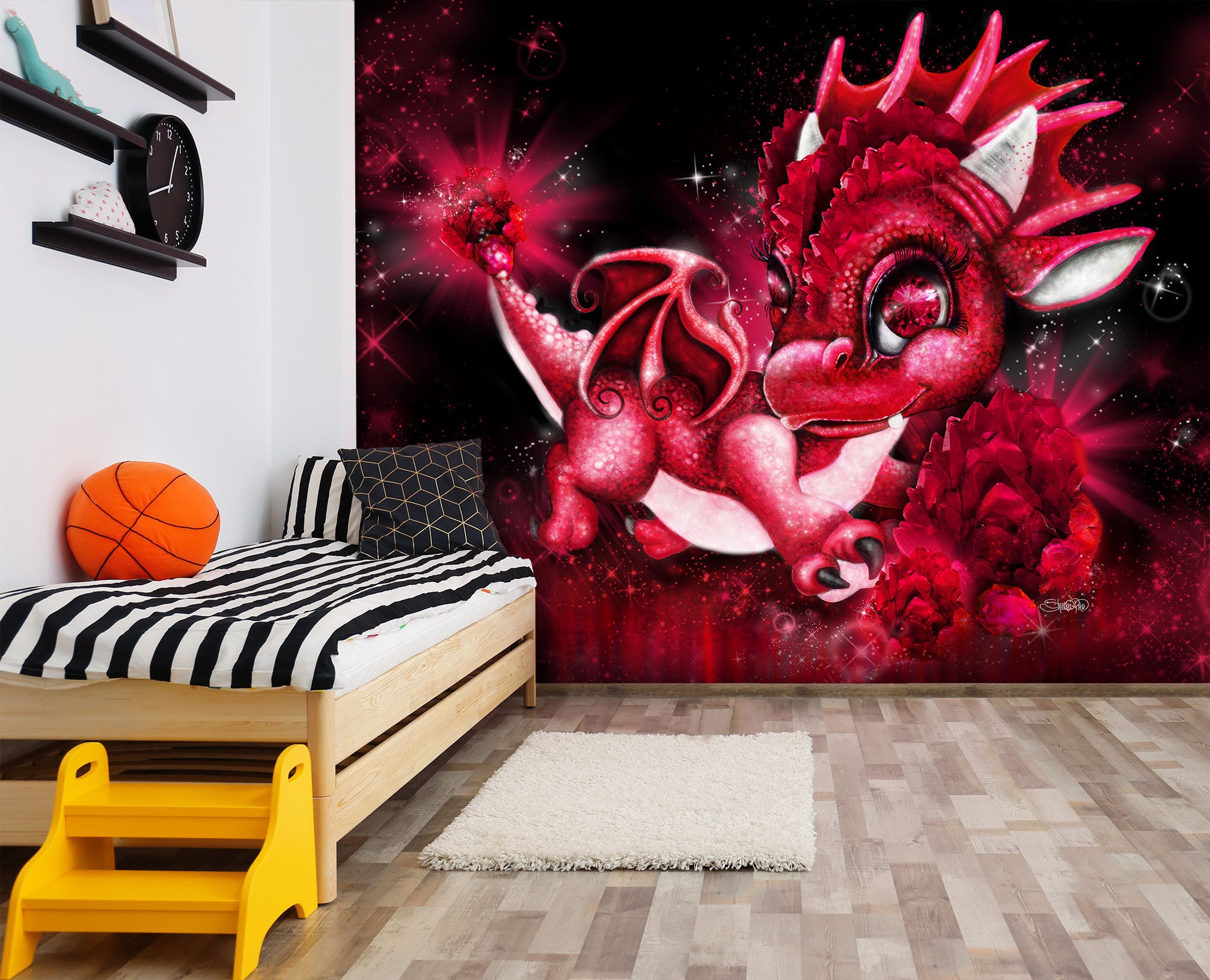 3D Cute Red Dragon 8402 Sheena Pike Wall Mural Wall Murals