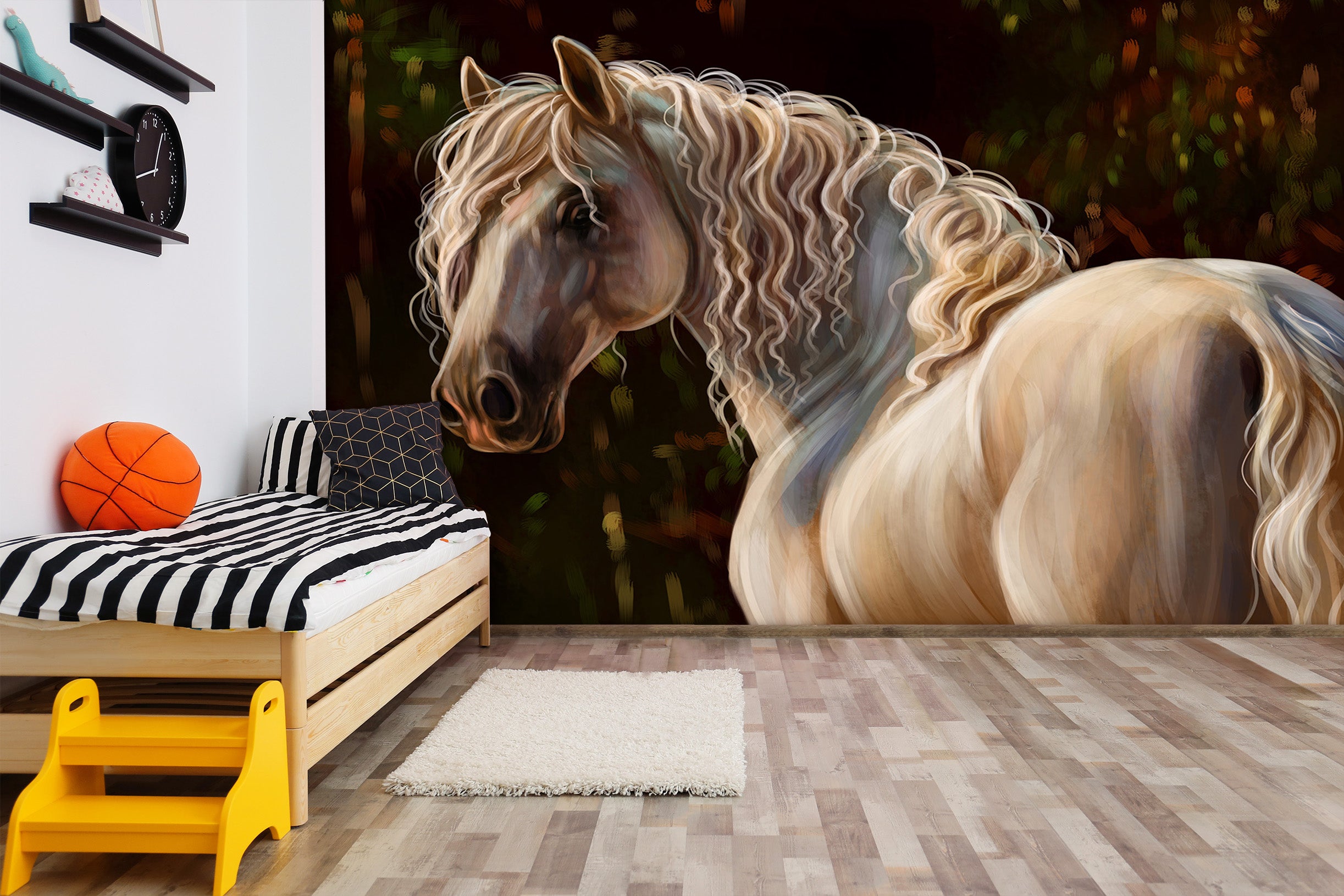 3D White Horse 286 Wall Murals