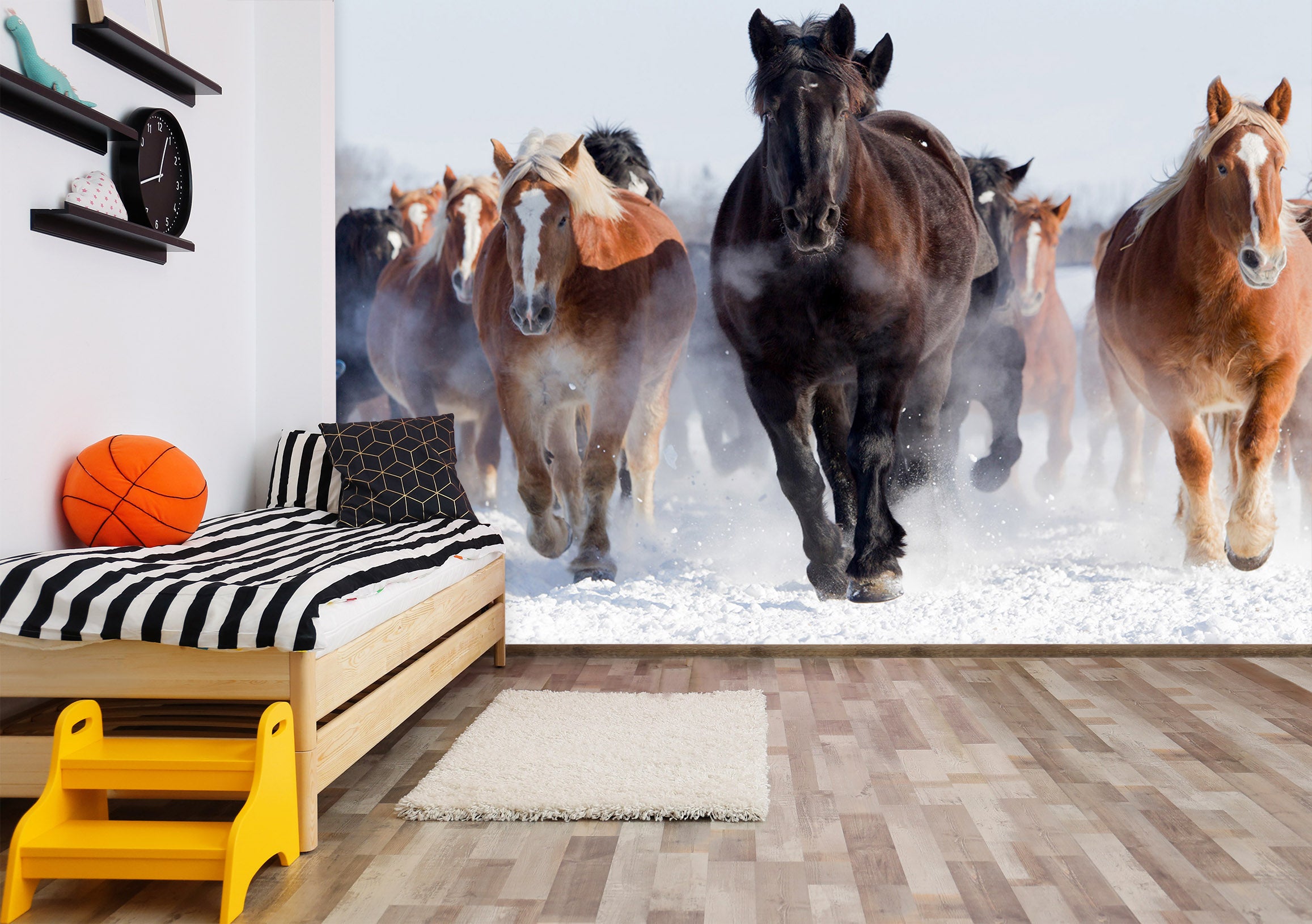 3D Dark Horse Running 186 Wall Murals