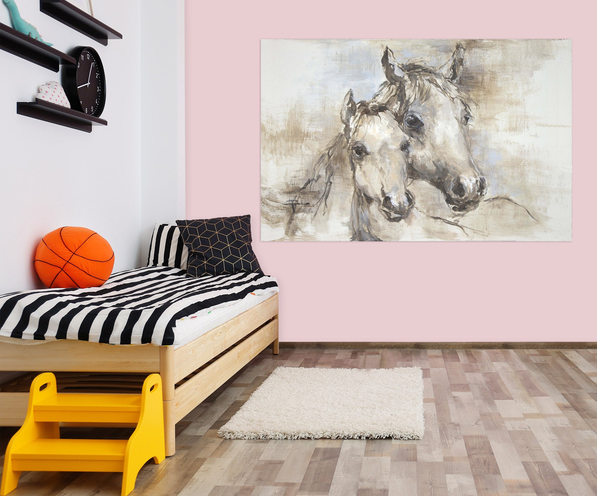 3D Two Horse 001 Debi Coules Wall Sticker