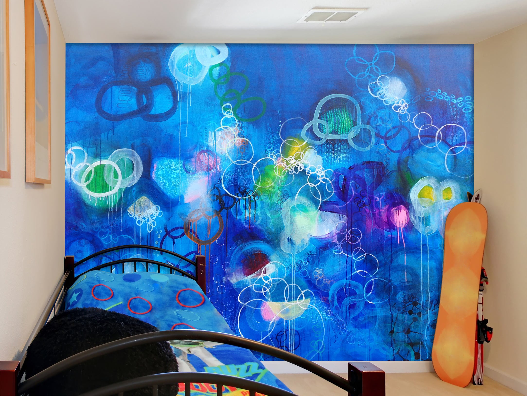 3D Blue Watercolor Circle Pattern 12116 Misako Chida Wall Mural Wall Murals