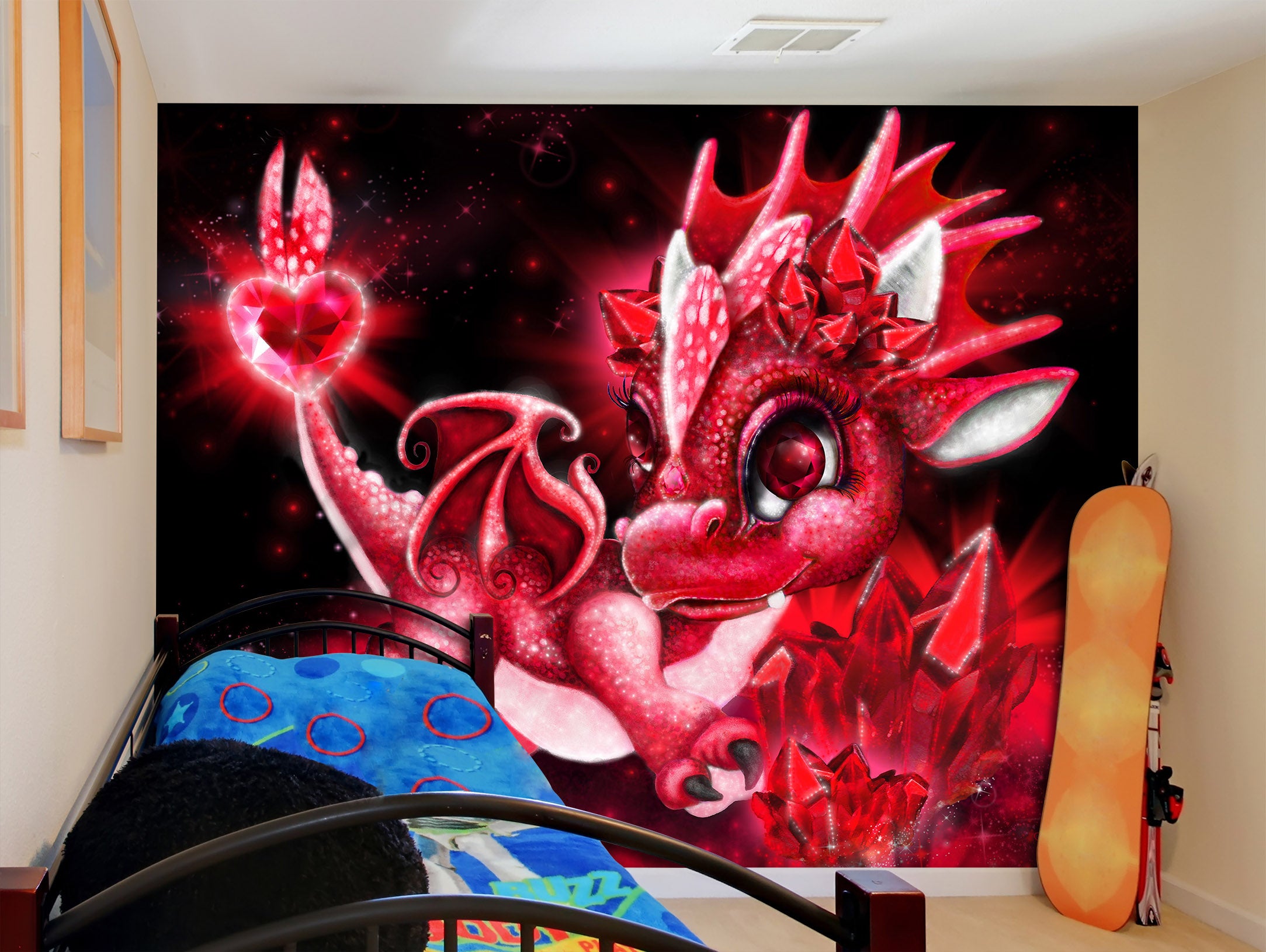 3D Red Love Dragon 8403 Sheena Pike Wall Mural Wall Murals