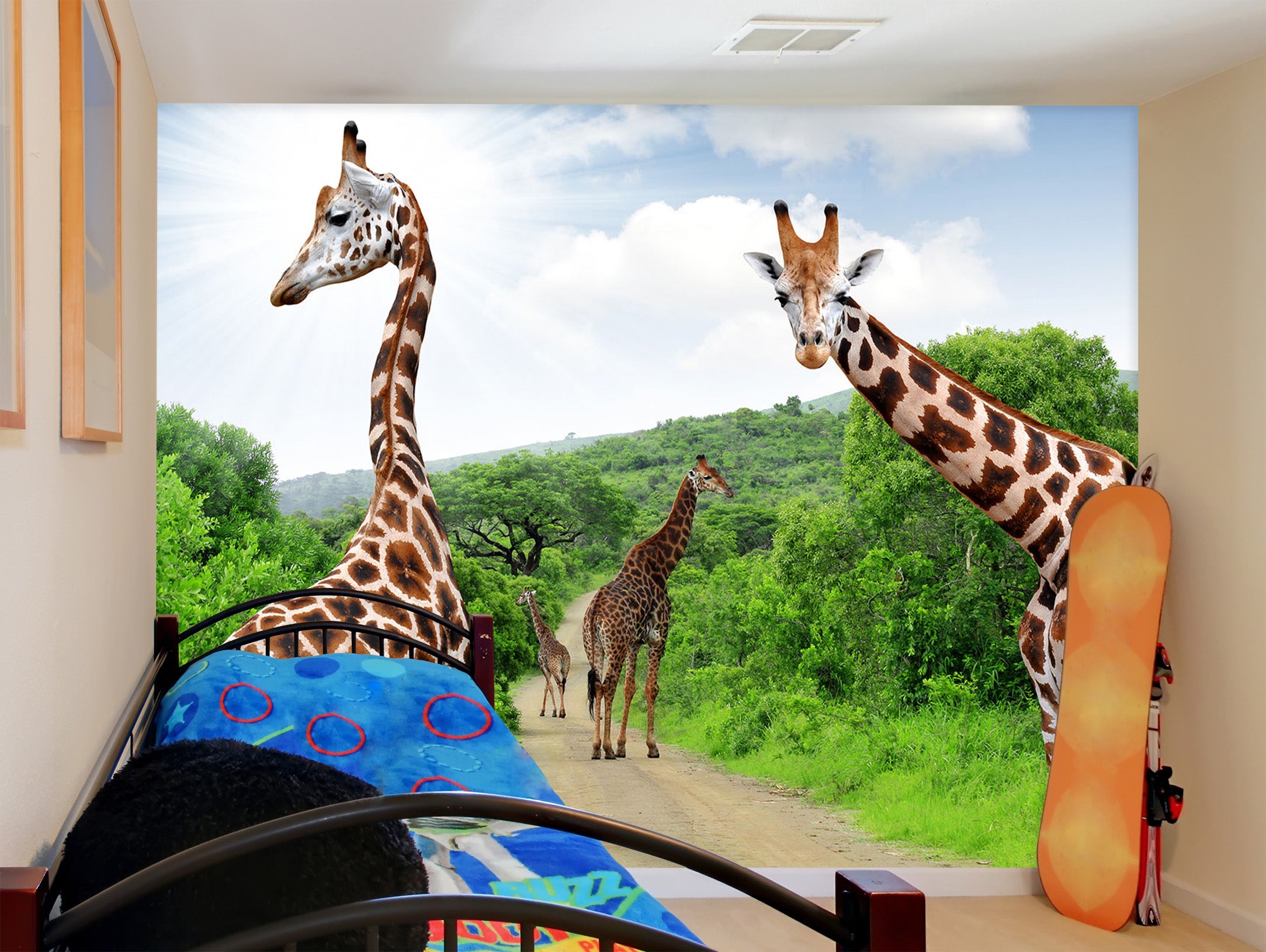 3D Giraffe Forest 279 Wall Murals