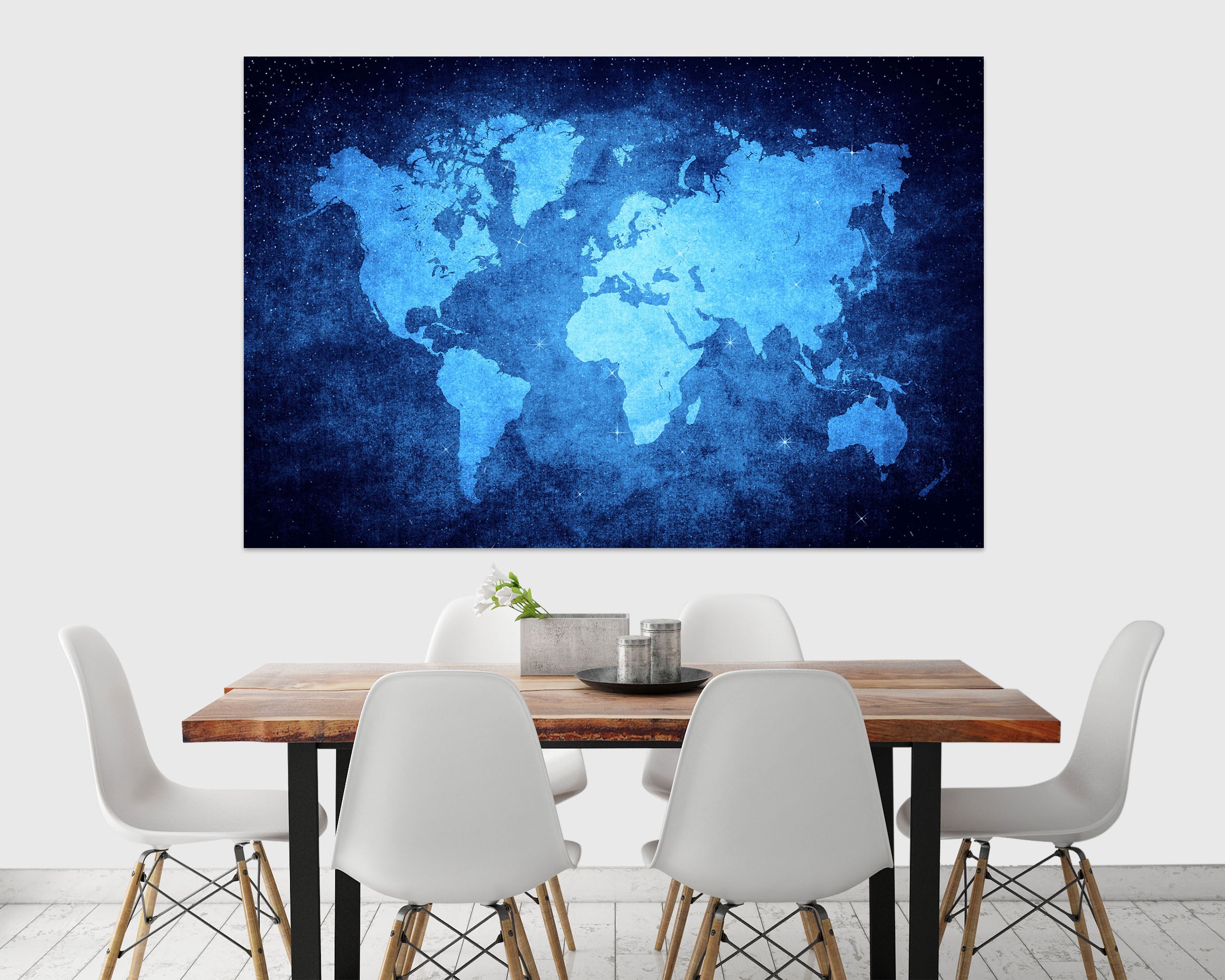 3D Blue World 129 World Map Wall Sticker