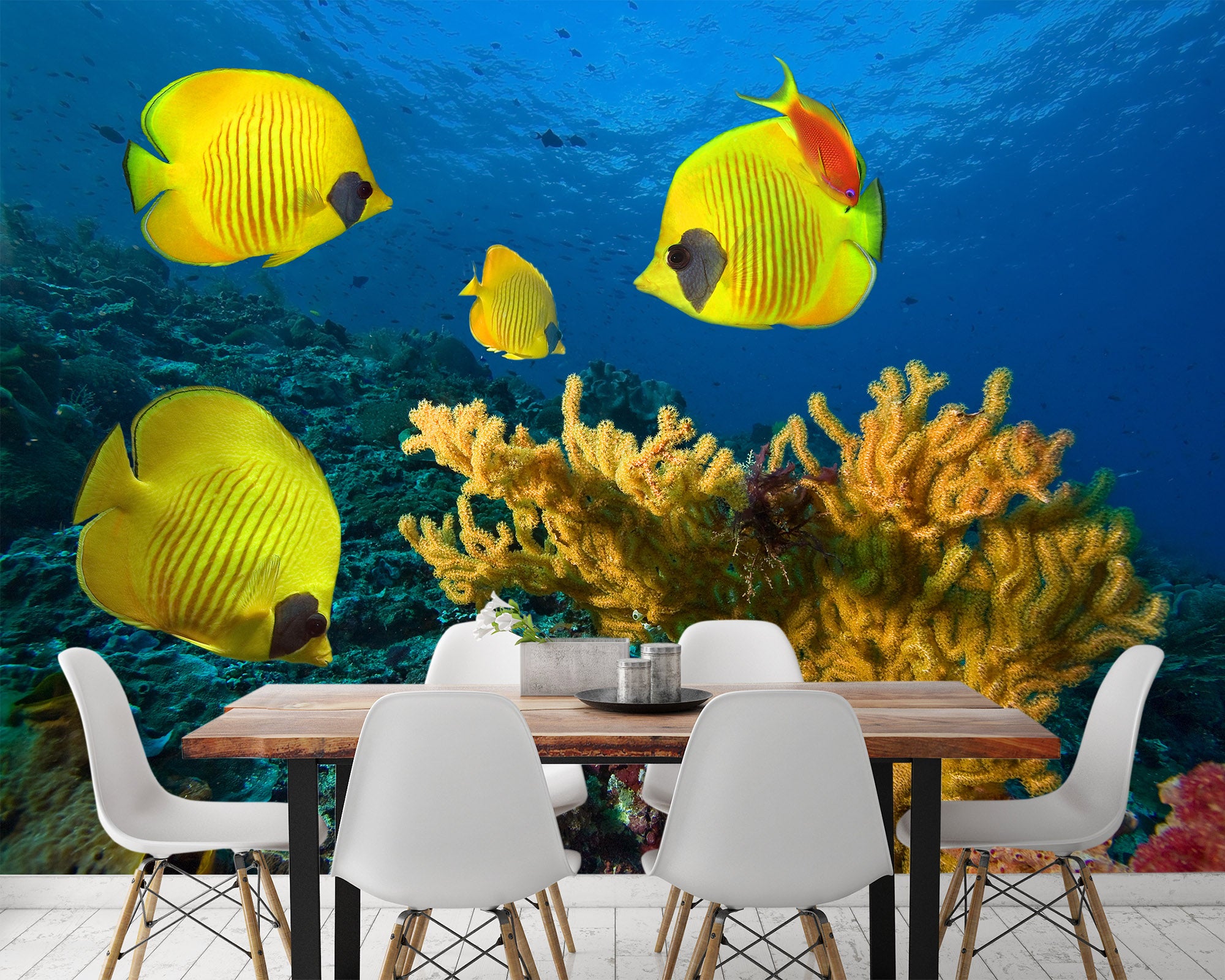 3D Yellow Fish 388 Wall Murals