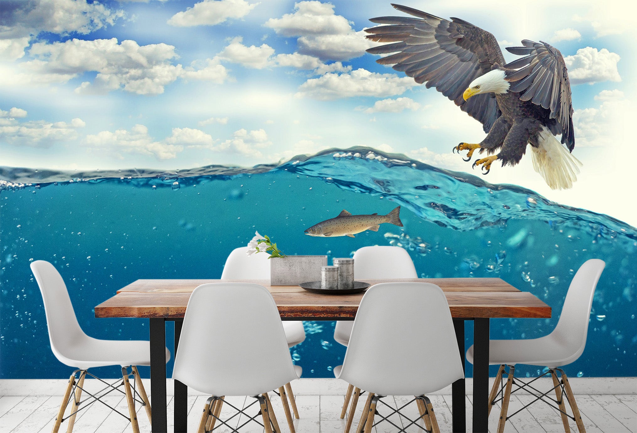 3D Eagle Sea Fish 274 Wall Murals