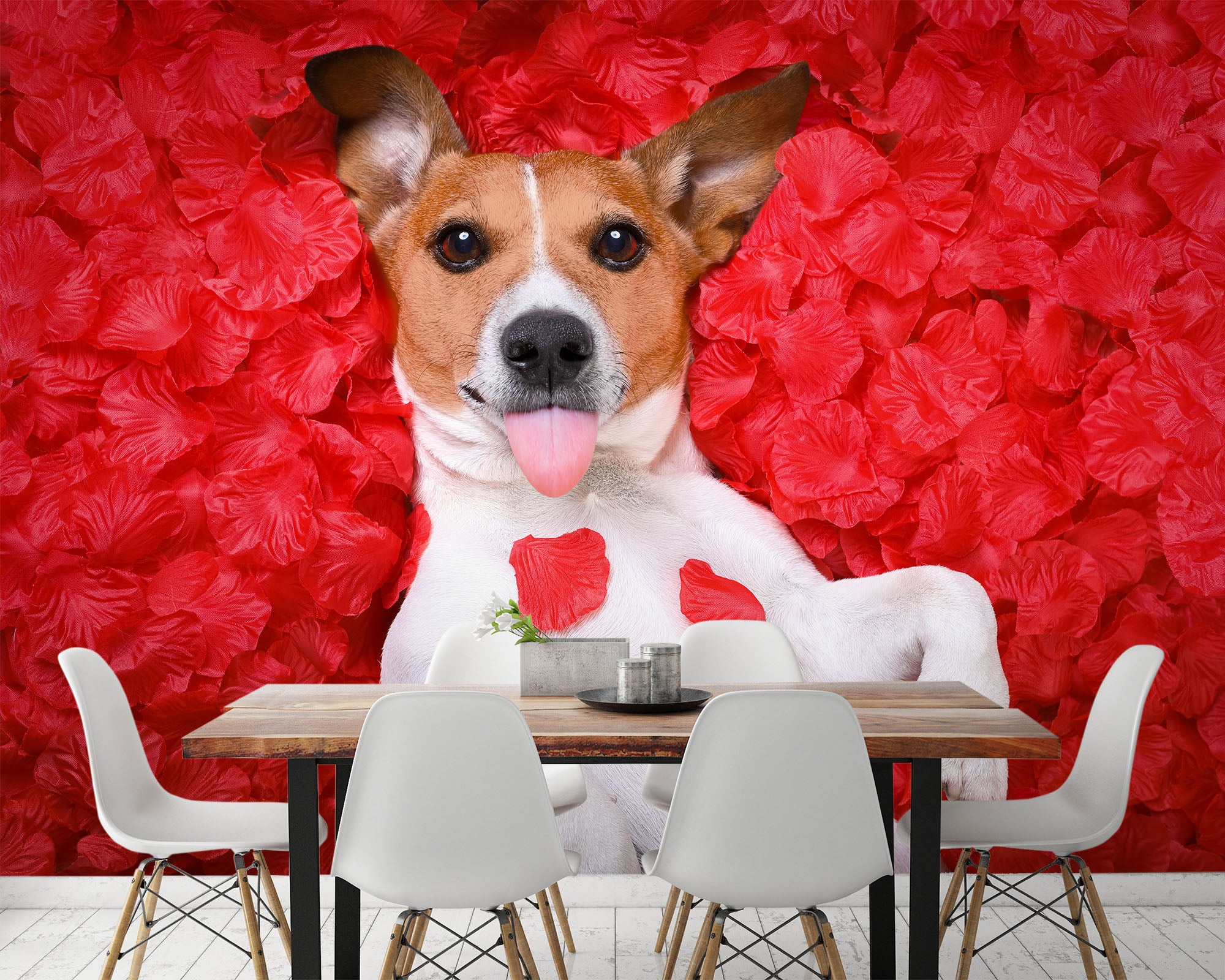 3D Petal Dog 451 Wall Murals