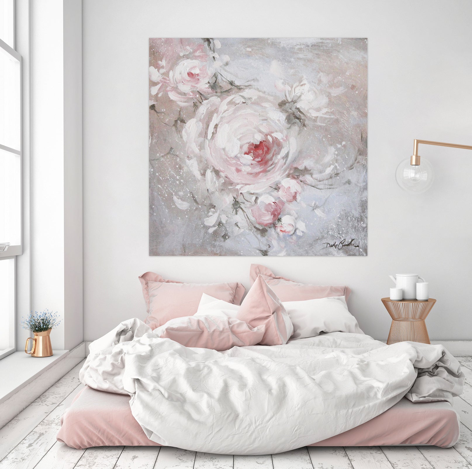 3D White Pink Rose 050 Debi Coules Wall Sticker