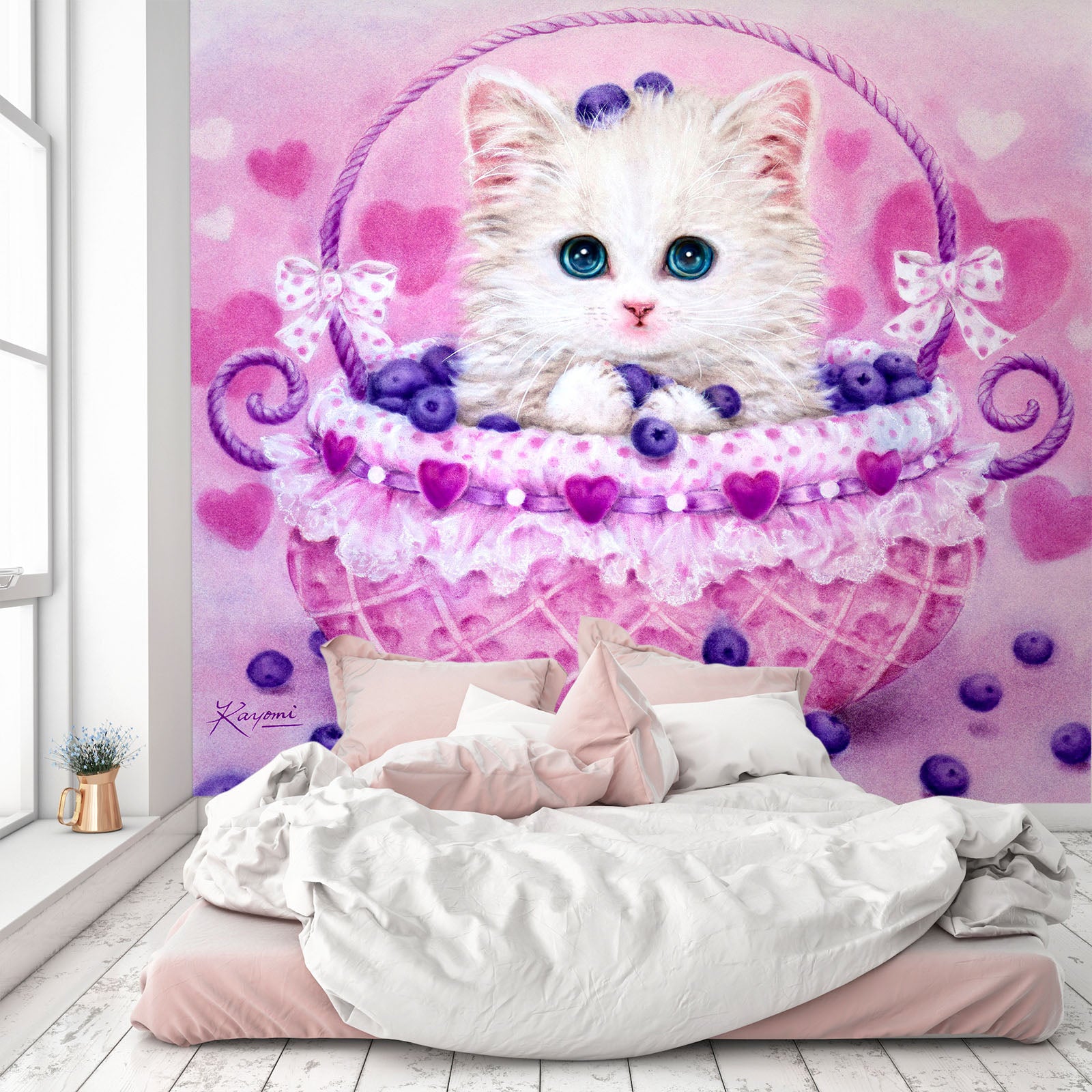 3D Blueberry Cat 5413 Kayomi Harai Wall Mural Wall Murals