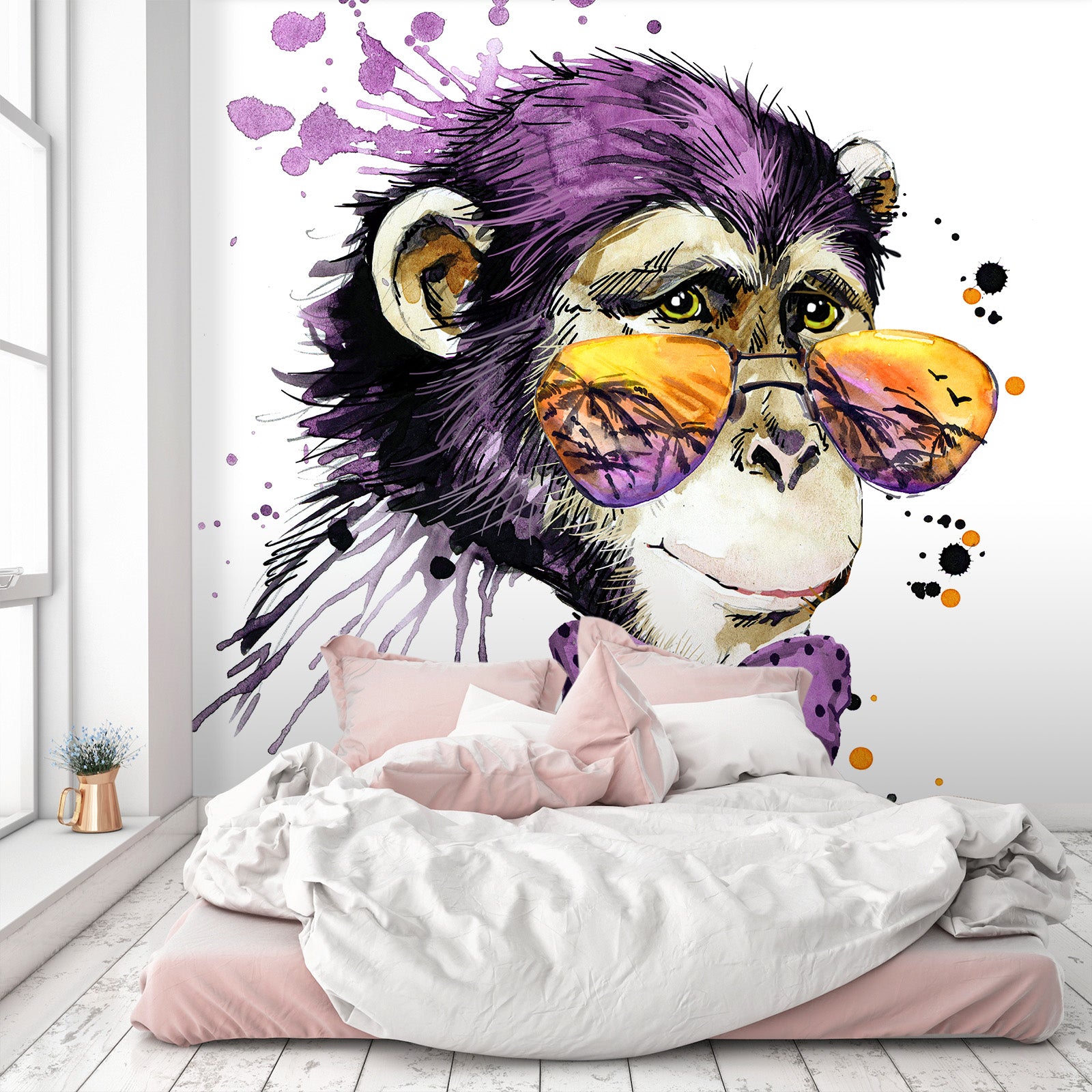 3D Purple Monkey 375 Wall Murals