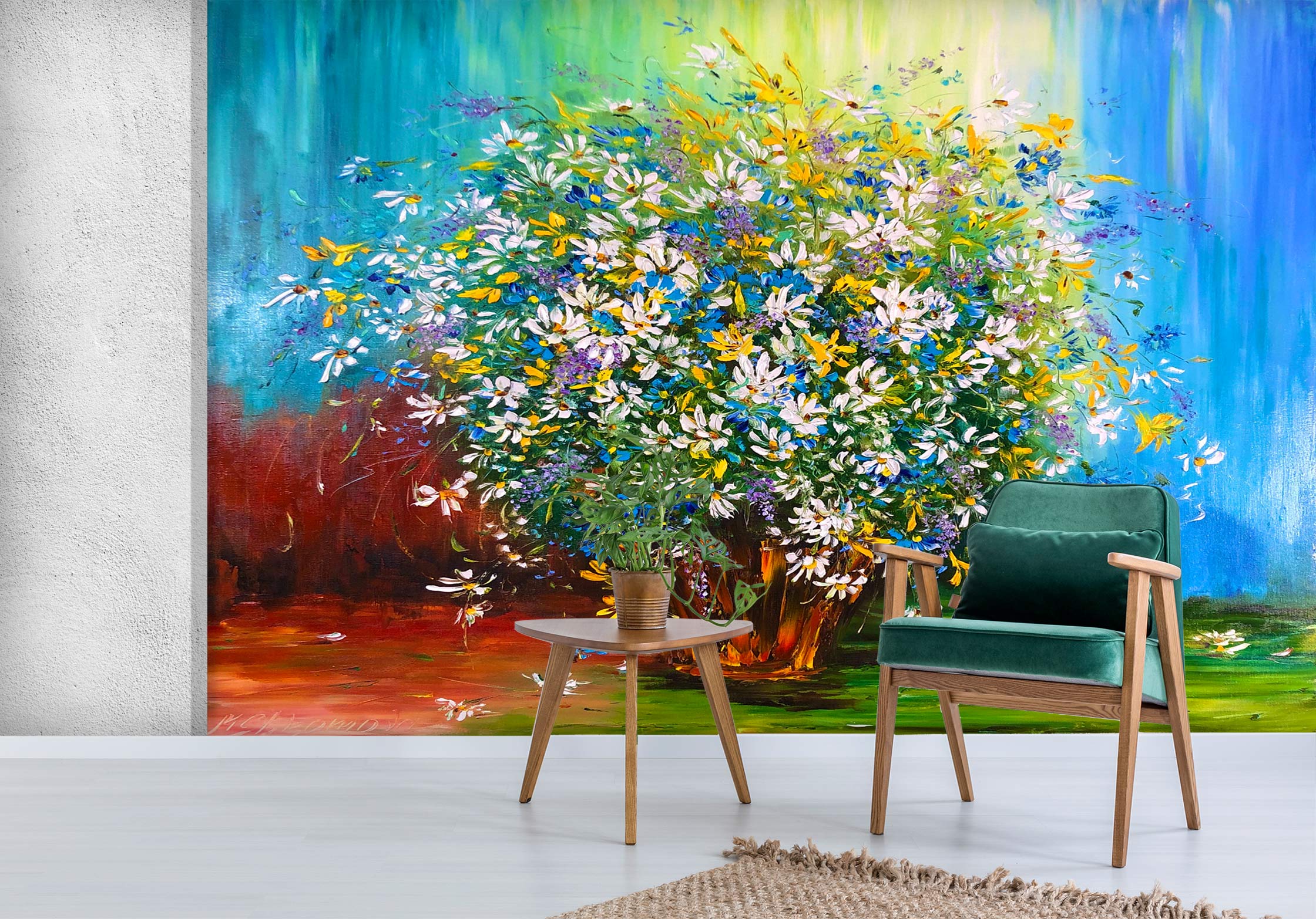 3D Daisy Pot 115 Skromova Marina Wall Mural Wall Murals