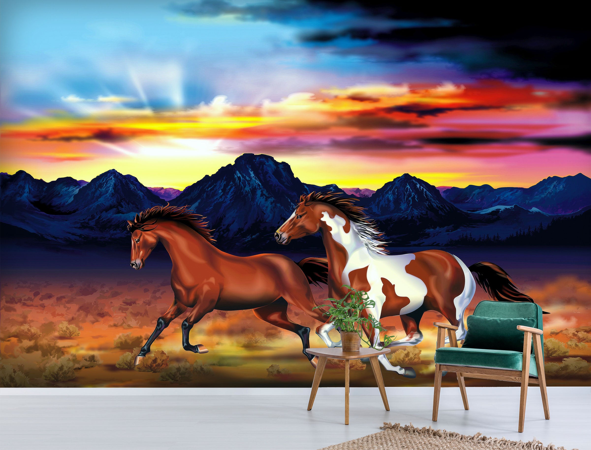 3D Mountain Horse 450 Wall Murals