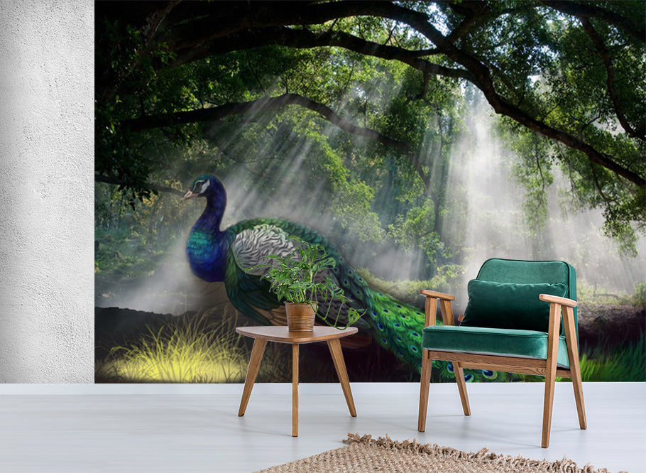 3D Peacock Forest WC530 Wall Murals