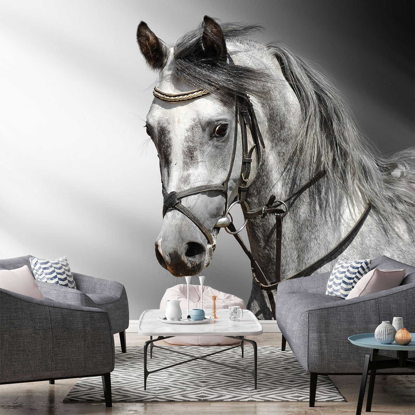 3D White Horse 02 Wall Murals Wallpaper AJ Wallpaper 2 