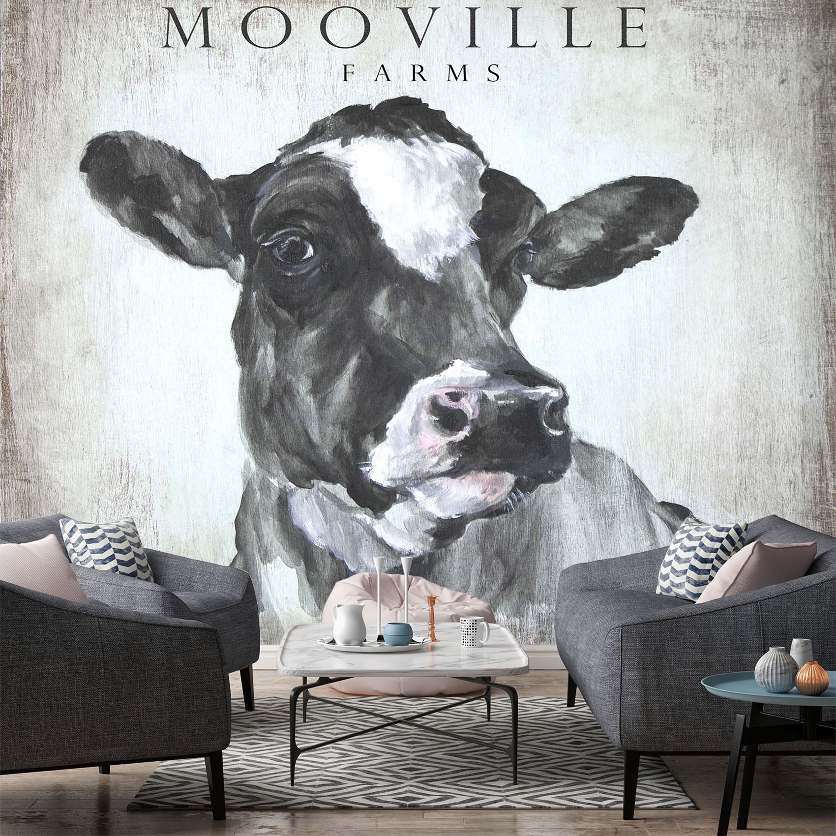 3D Sketch Cow 1408 Debi Coules Wall Mural Wall Murals