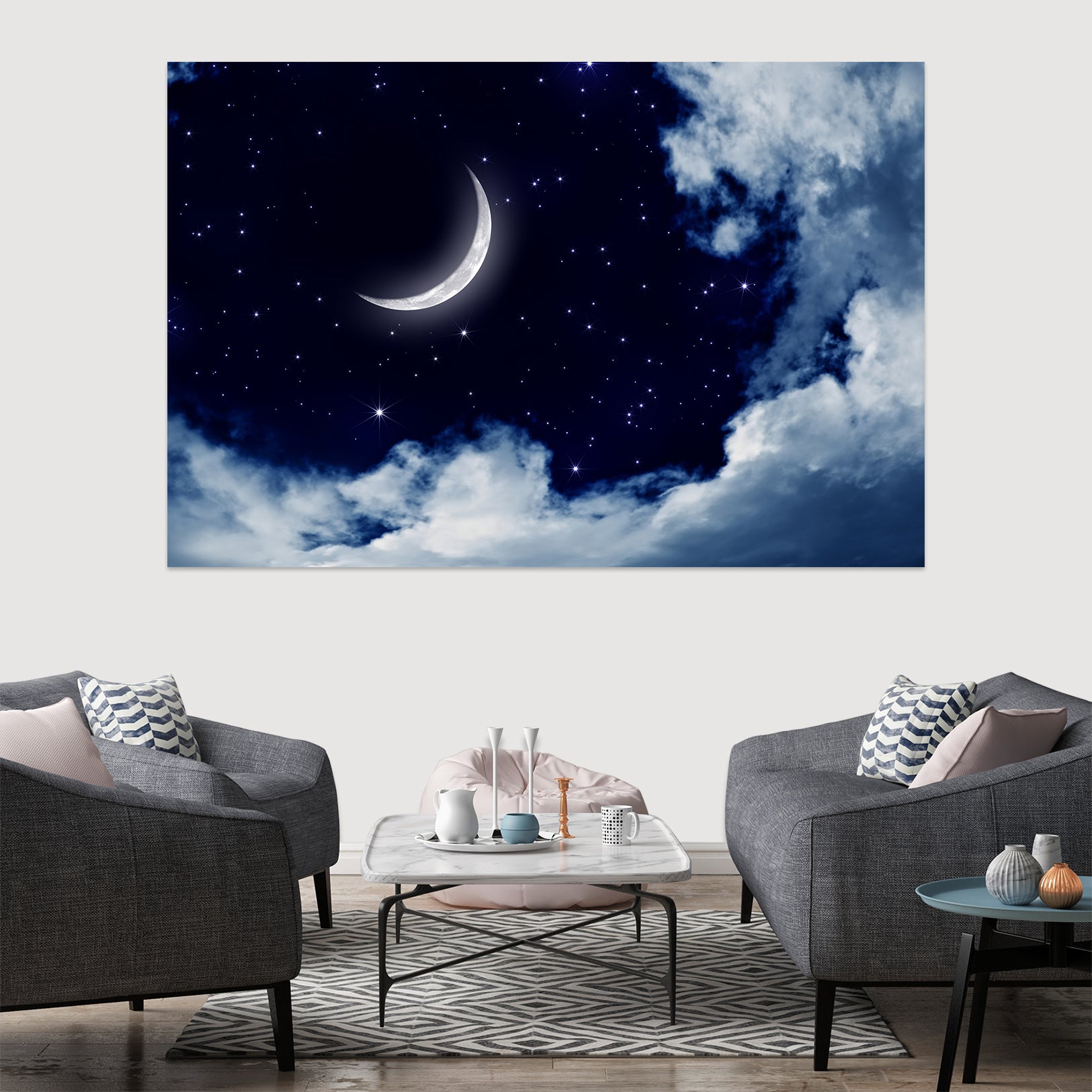 3D Meniscus White Clouds 1073 Wall Sticker