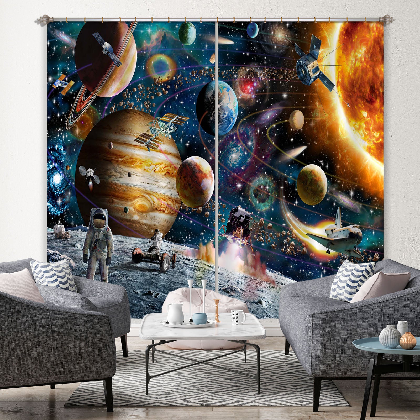 3D Color Planet 044 Adrian Chesterman Curtain Curtains Drapes
