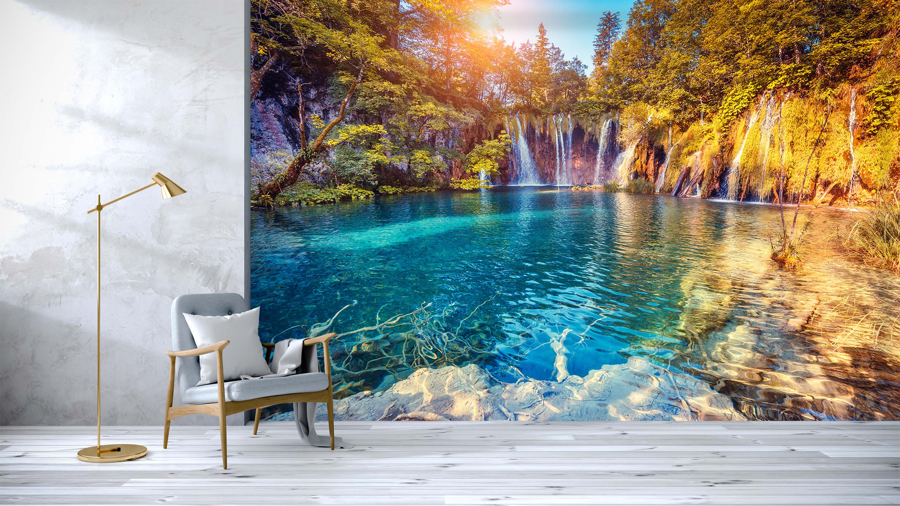 3D Forest Lake 124 Wall Murals