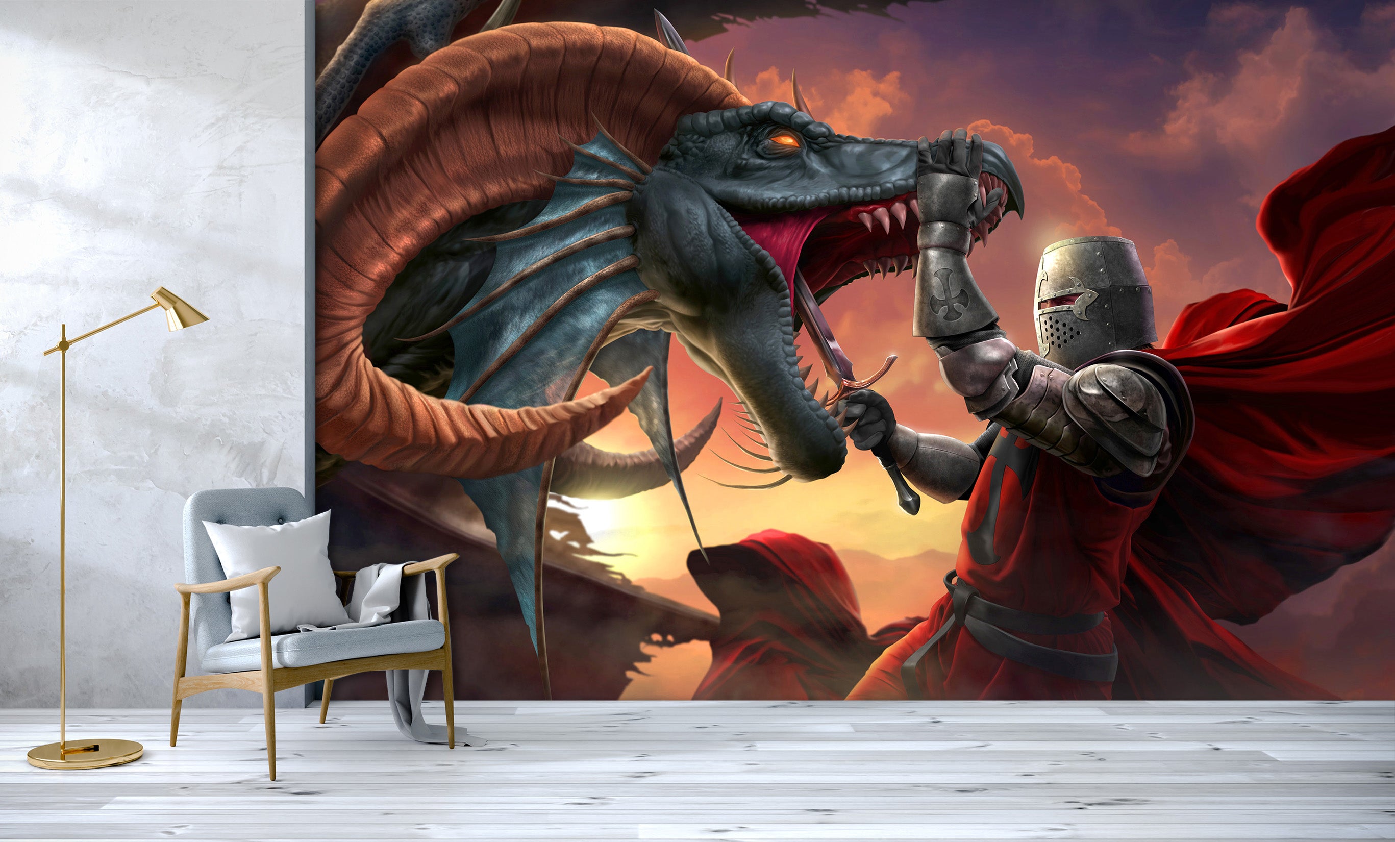 3D Dragon Armor Warrior 5005 Tom Wood Wall Mural Wall Murals