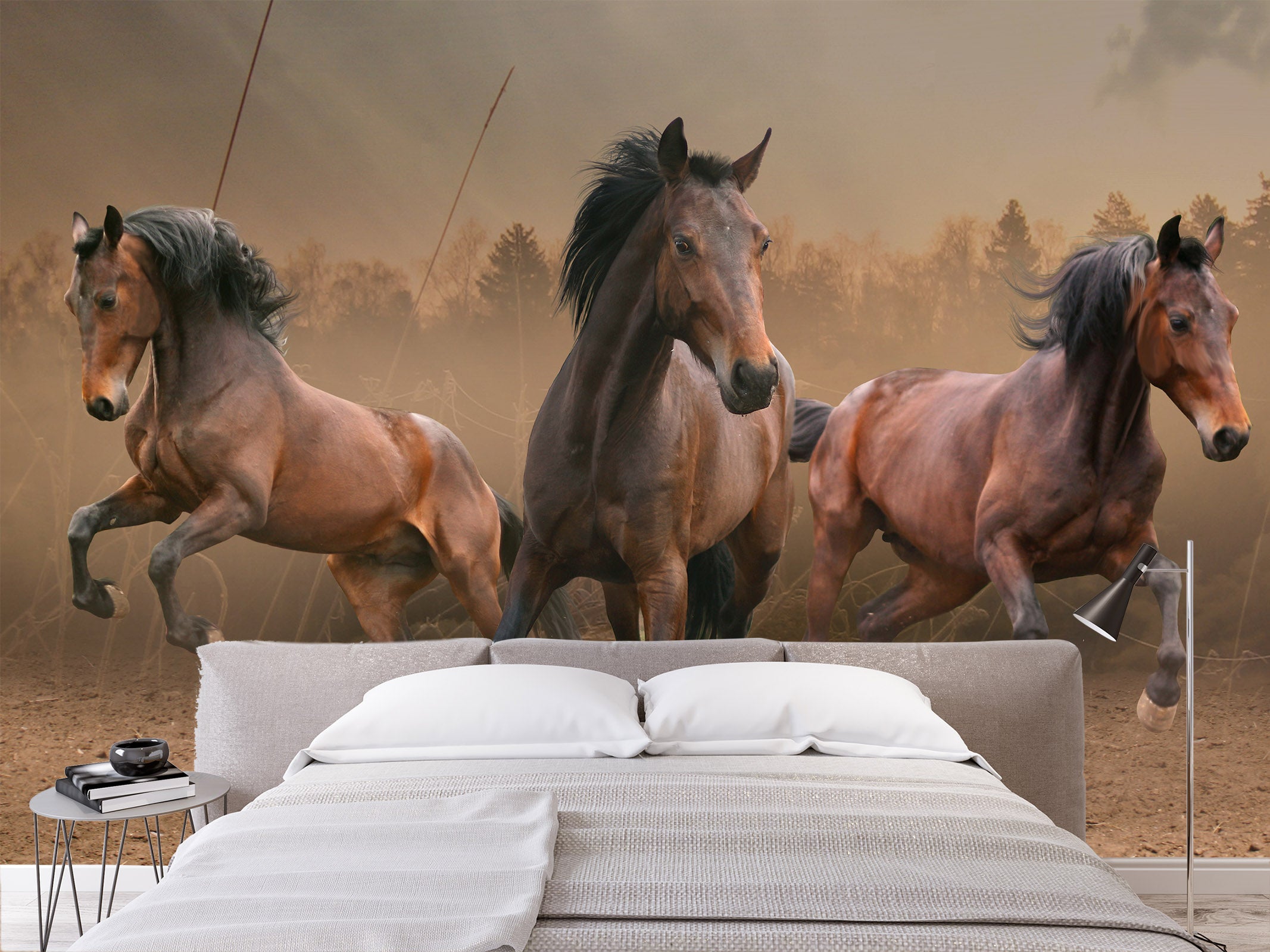 3D Wild Horse Herd 372 Wall Murals