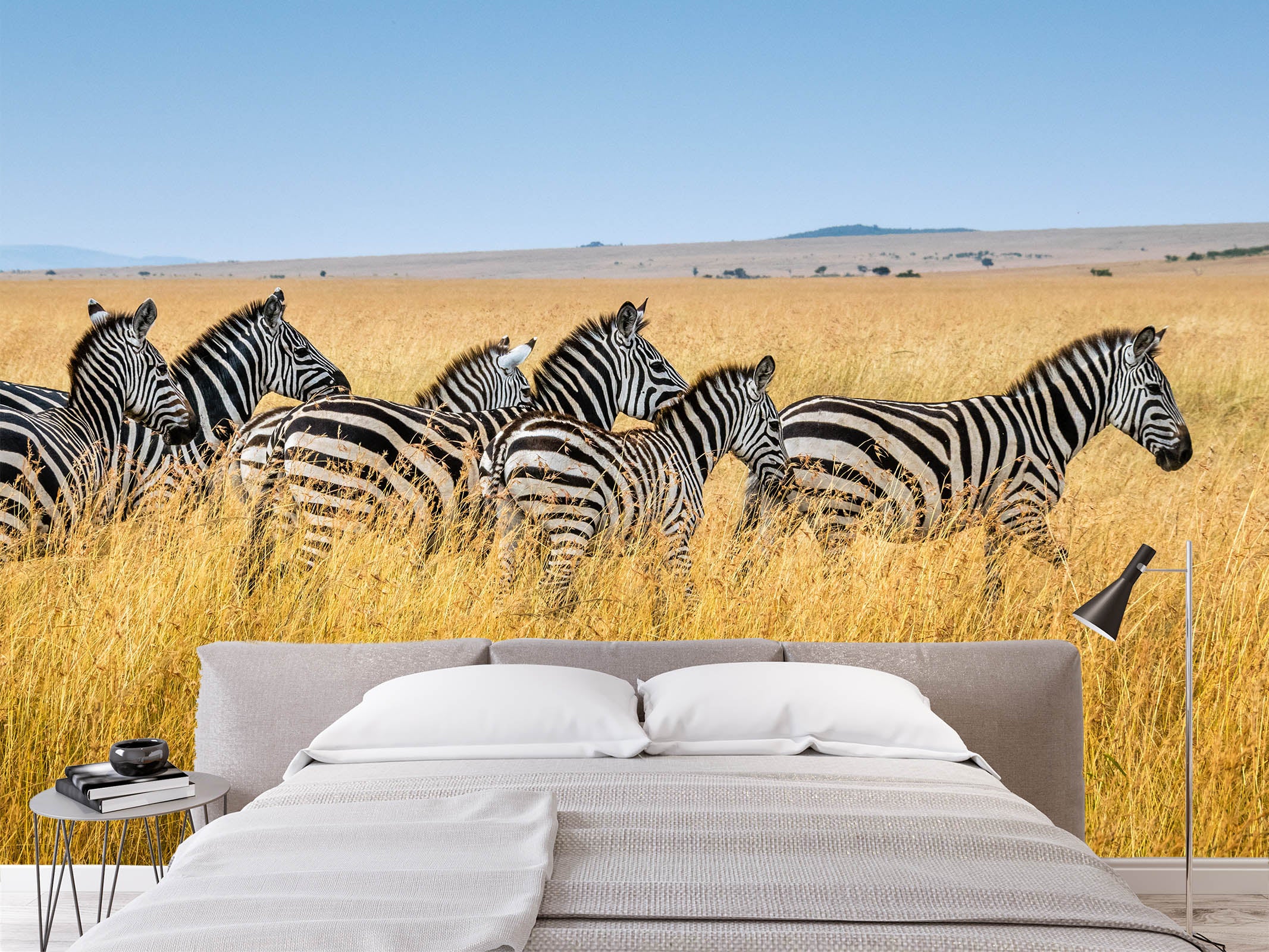 3D Grassland Zebra 420 Wall Murals