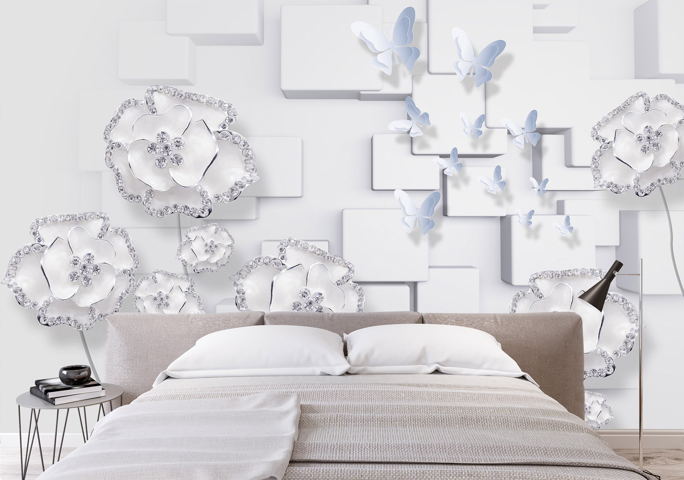 3D Simple White 1475 Wall Murals