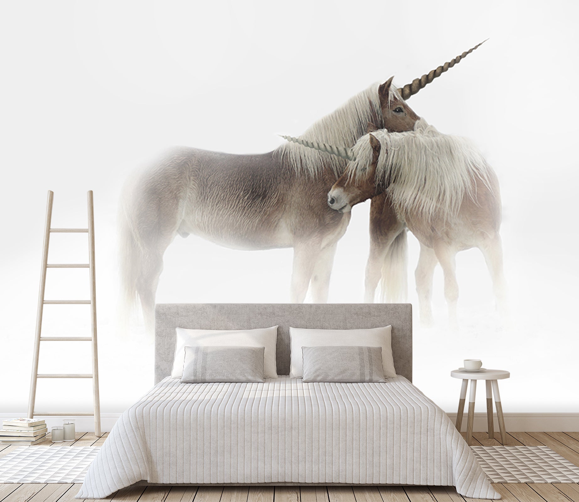 3D Two Unicorns 1600 Wall Murals