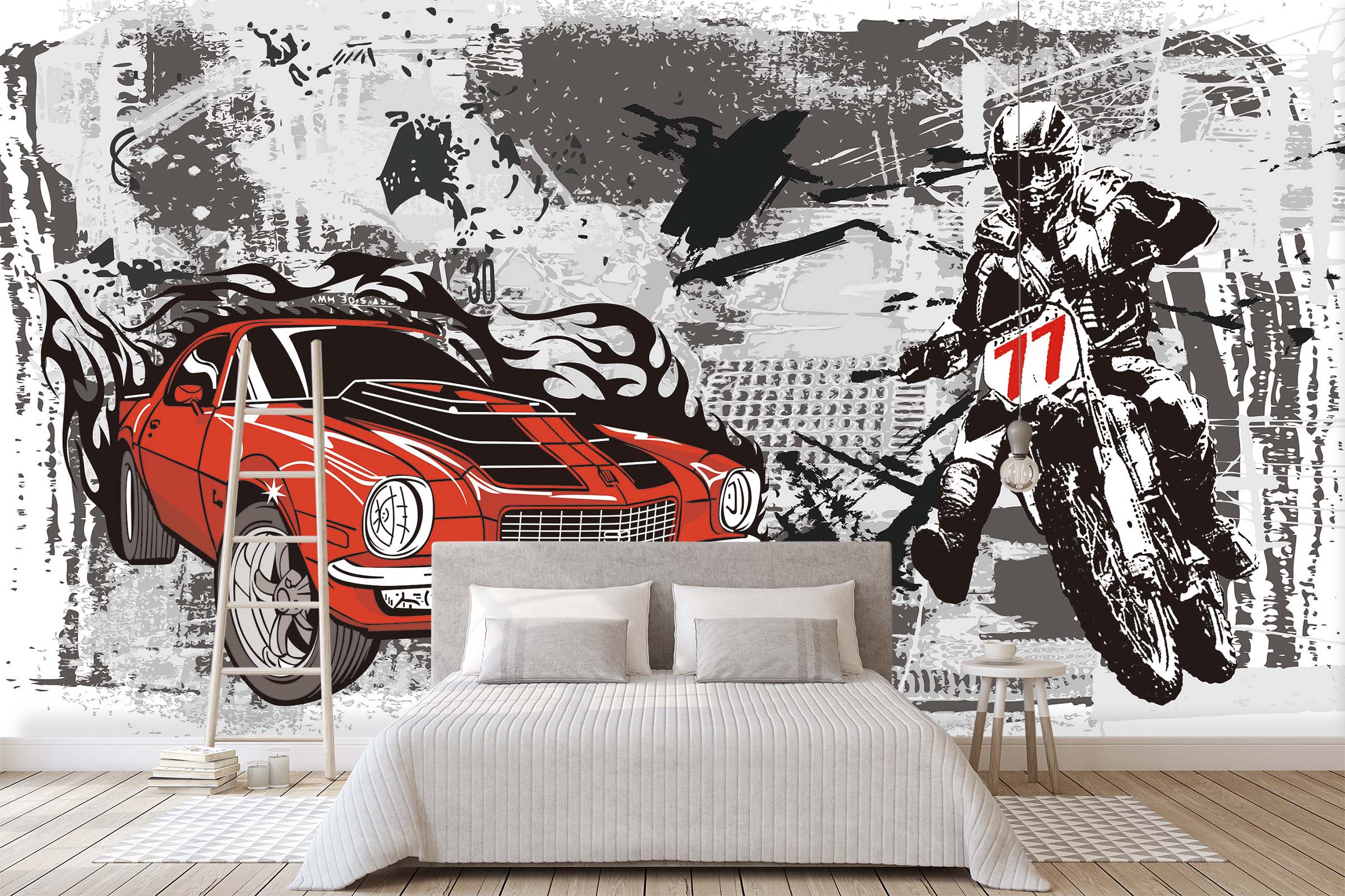 3D Hand Painted Motorcycle 062 Wall Murals