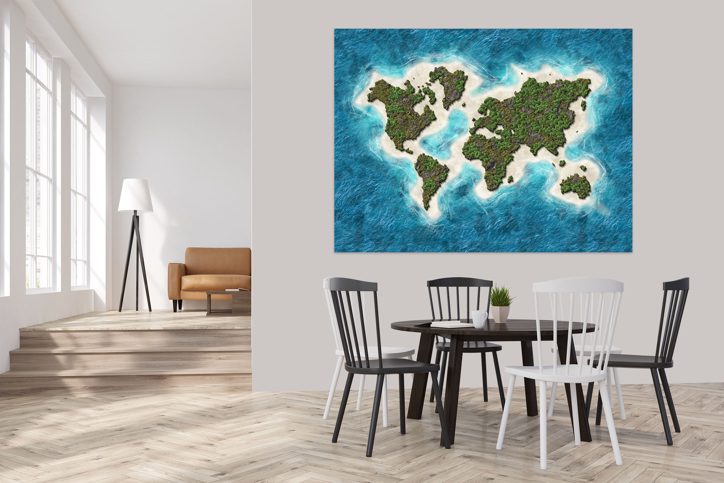 3D Green Island 103 World Map Wall Sticker