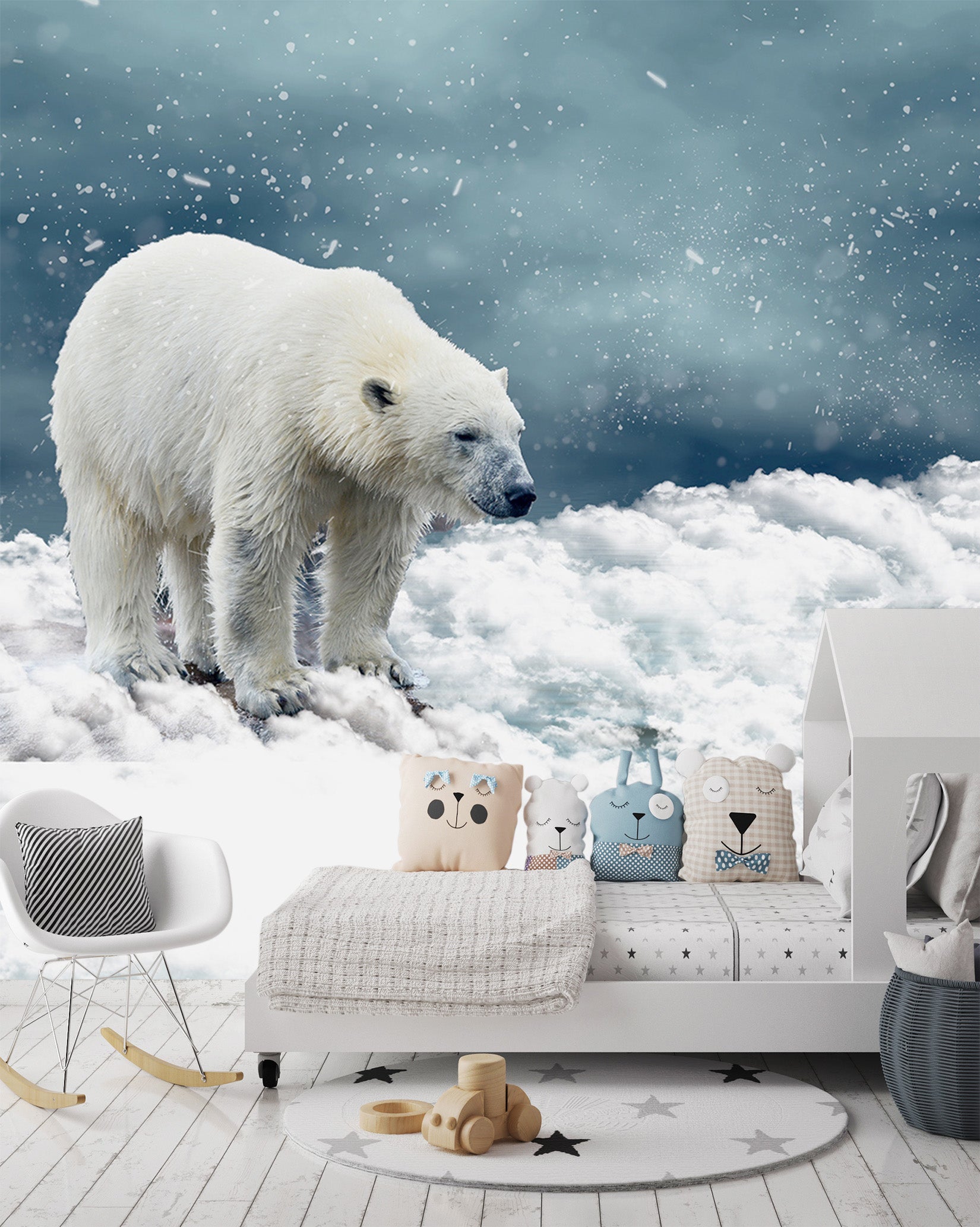 3D Polar Bear Snow 260 Wall Murals