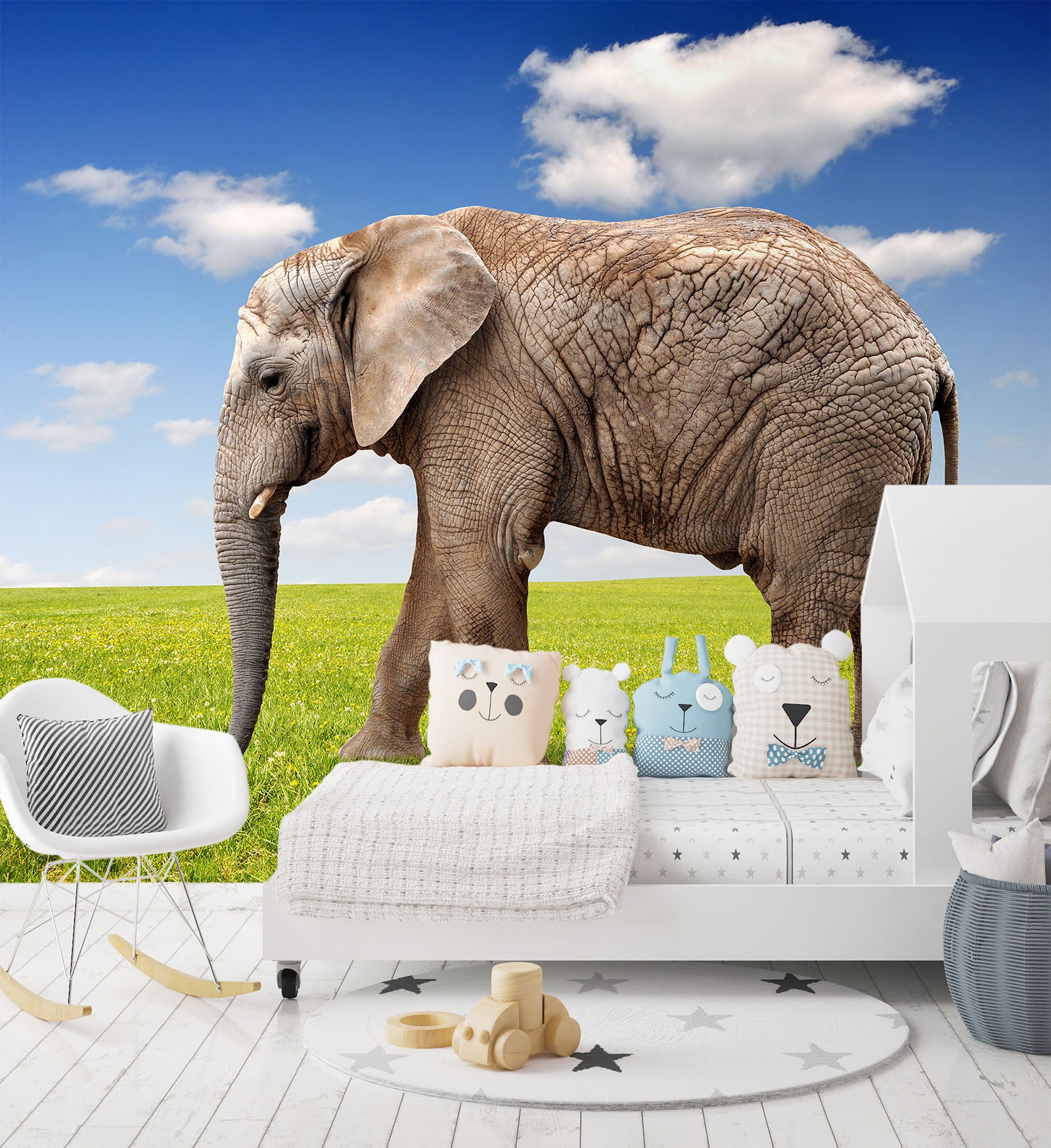 3D Elephant Lawn 393 Wall Murals