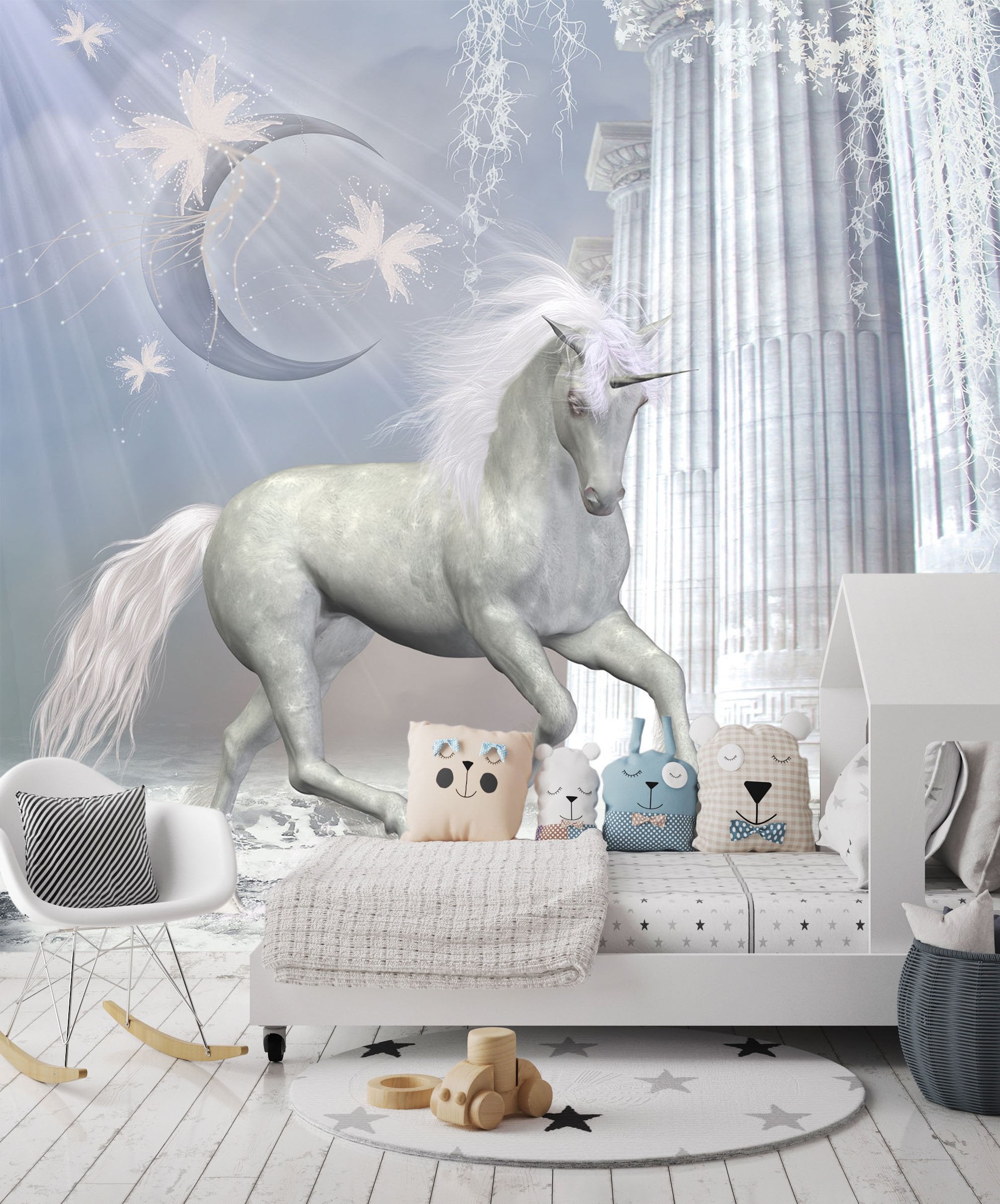 3D Butterfly Moon Unicorn 270 Wallpaper AJ Wallpaper 