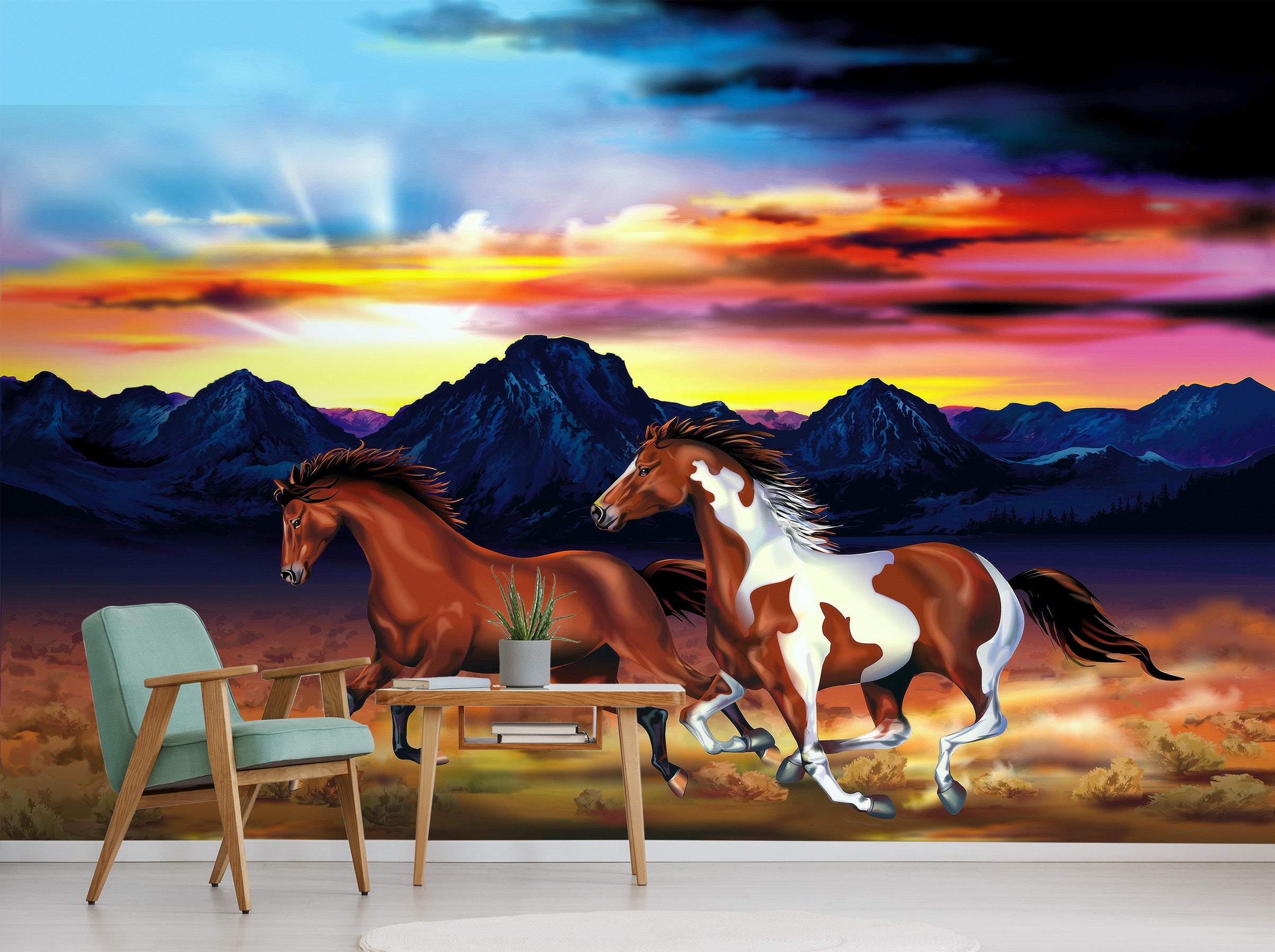 3D Mountain Horse 450 Wall Murals