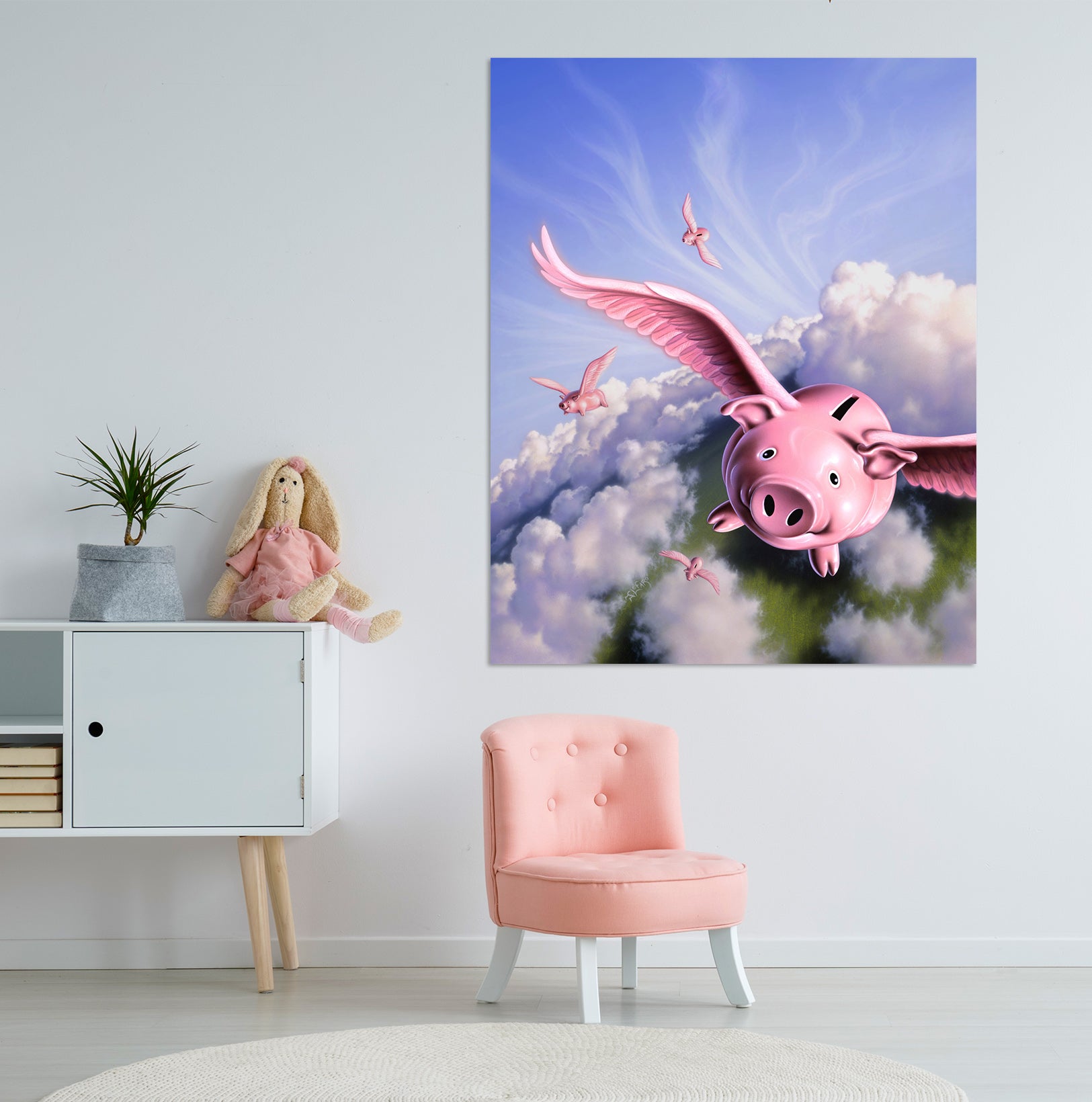 3D Flying Pig 034 Jerry LoFaro Wall Sticker