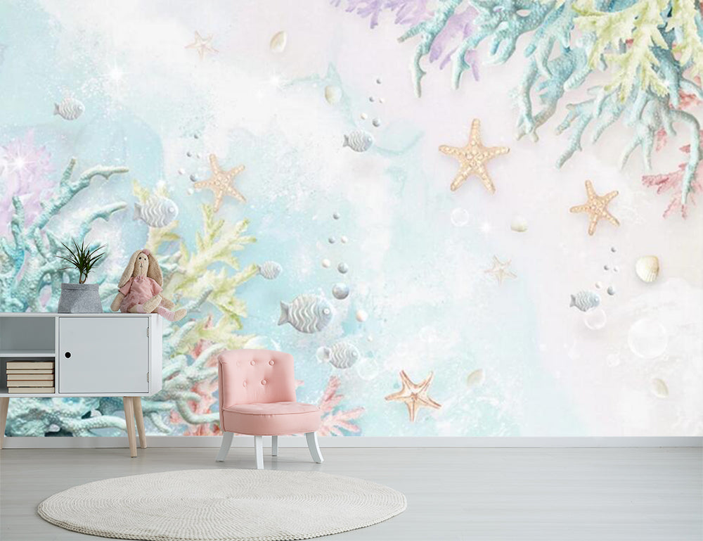 3D Blue Coral WC409 Wall Murals