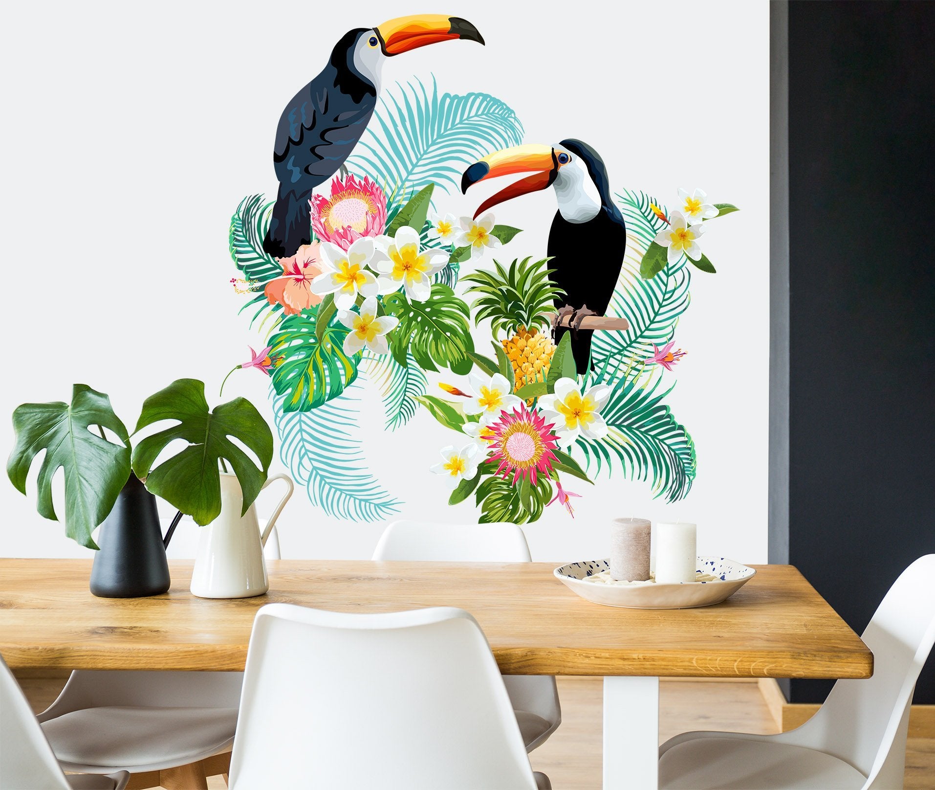 3D Toucan Pineapple 051 Wall Stickers Wallpaper AJ Wallpaper 