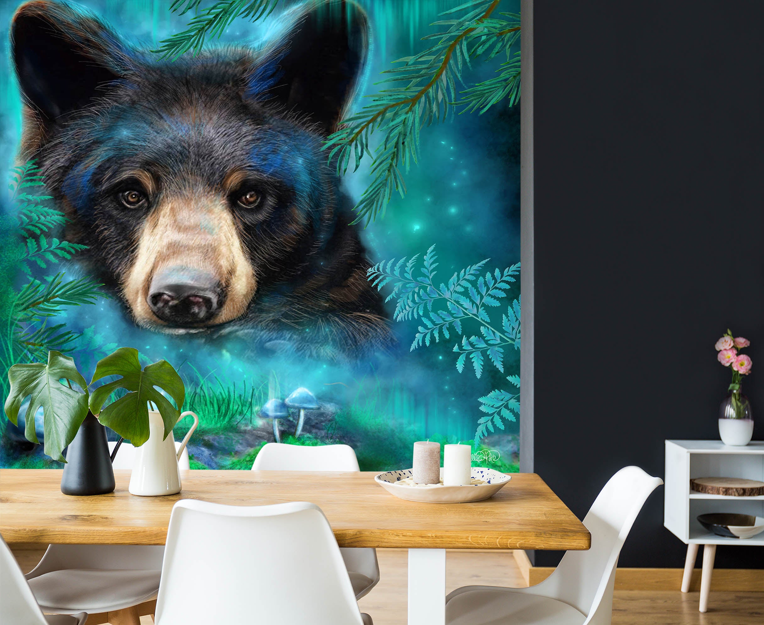 3D Mushroom Bear 8409 Sheena Pike Wall Mural Wall Murals