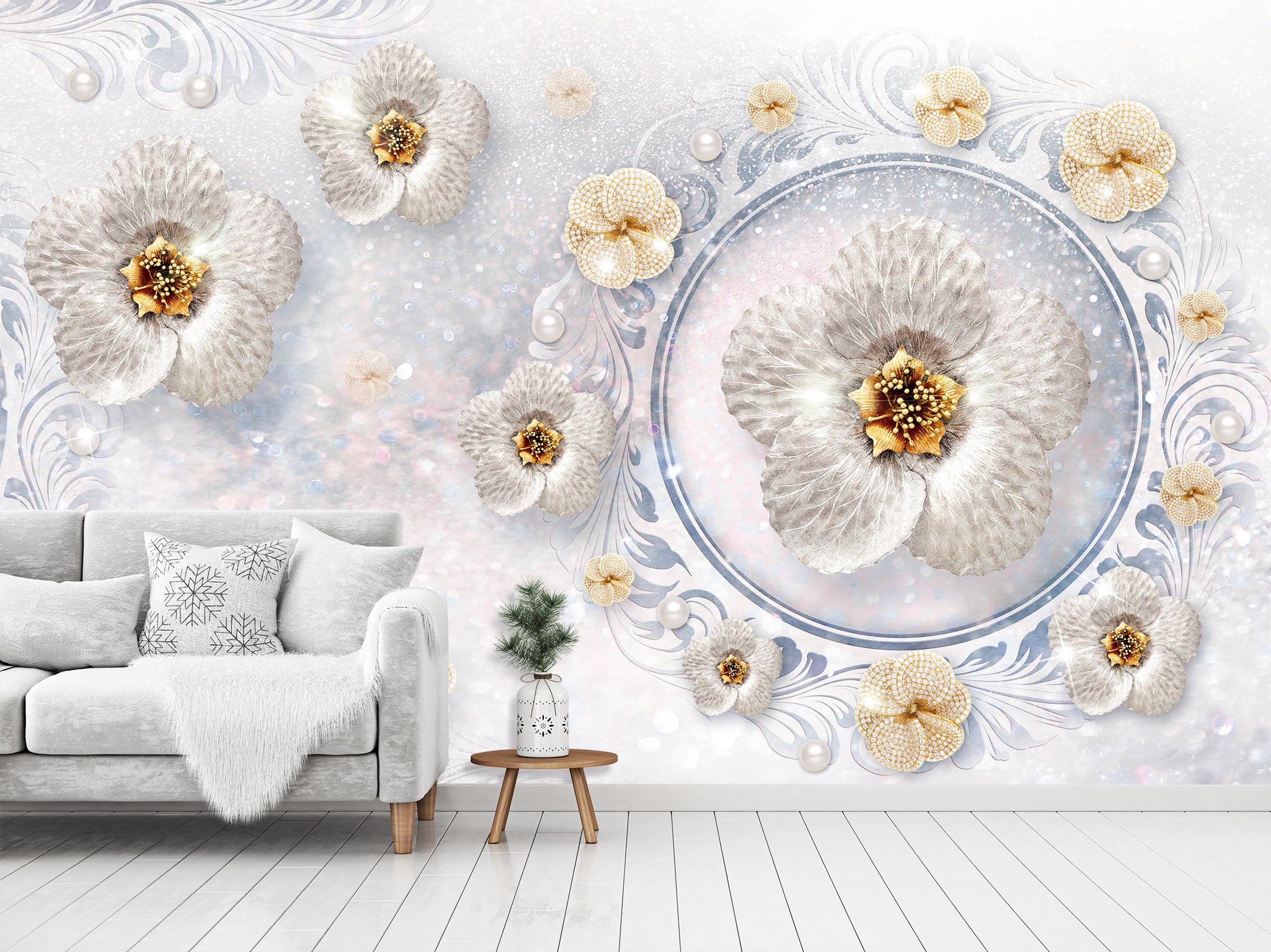 3D Metal Flower 1482 Wall Murals