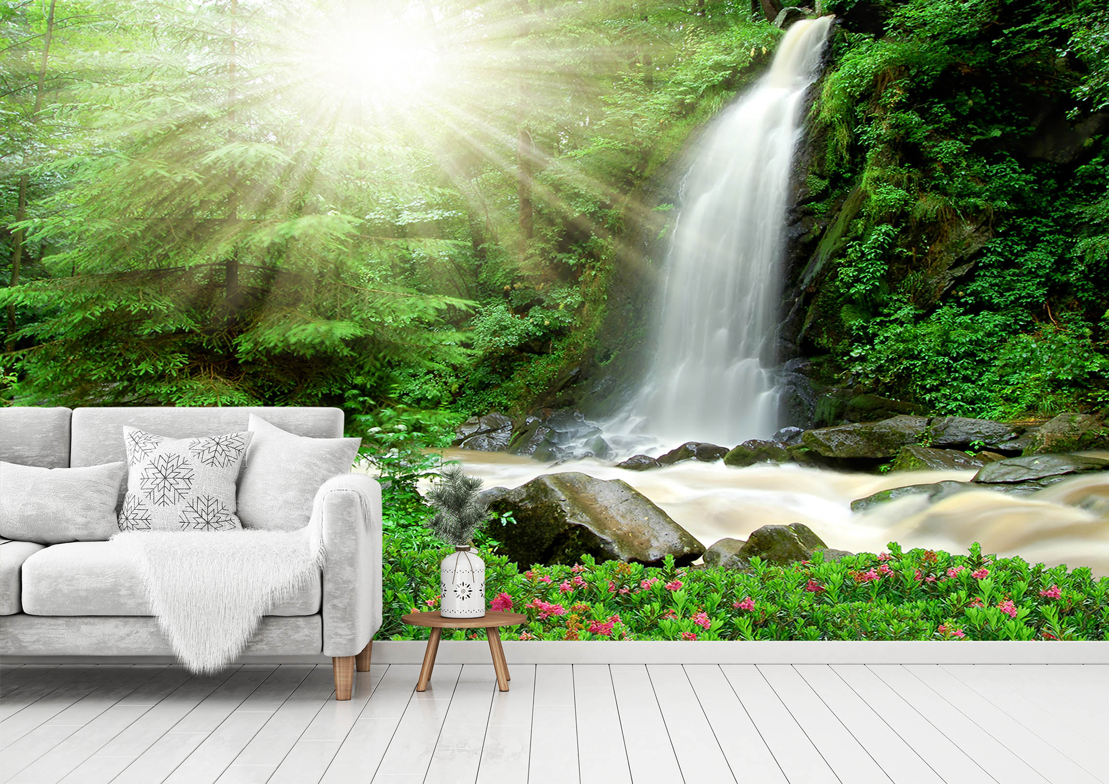 3D Forest Waterfall 110 Wall Murals