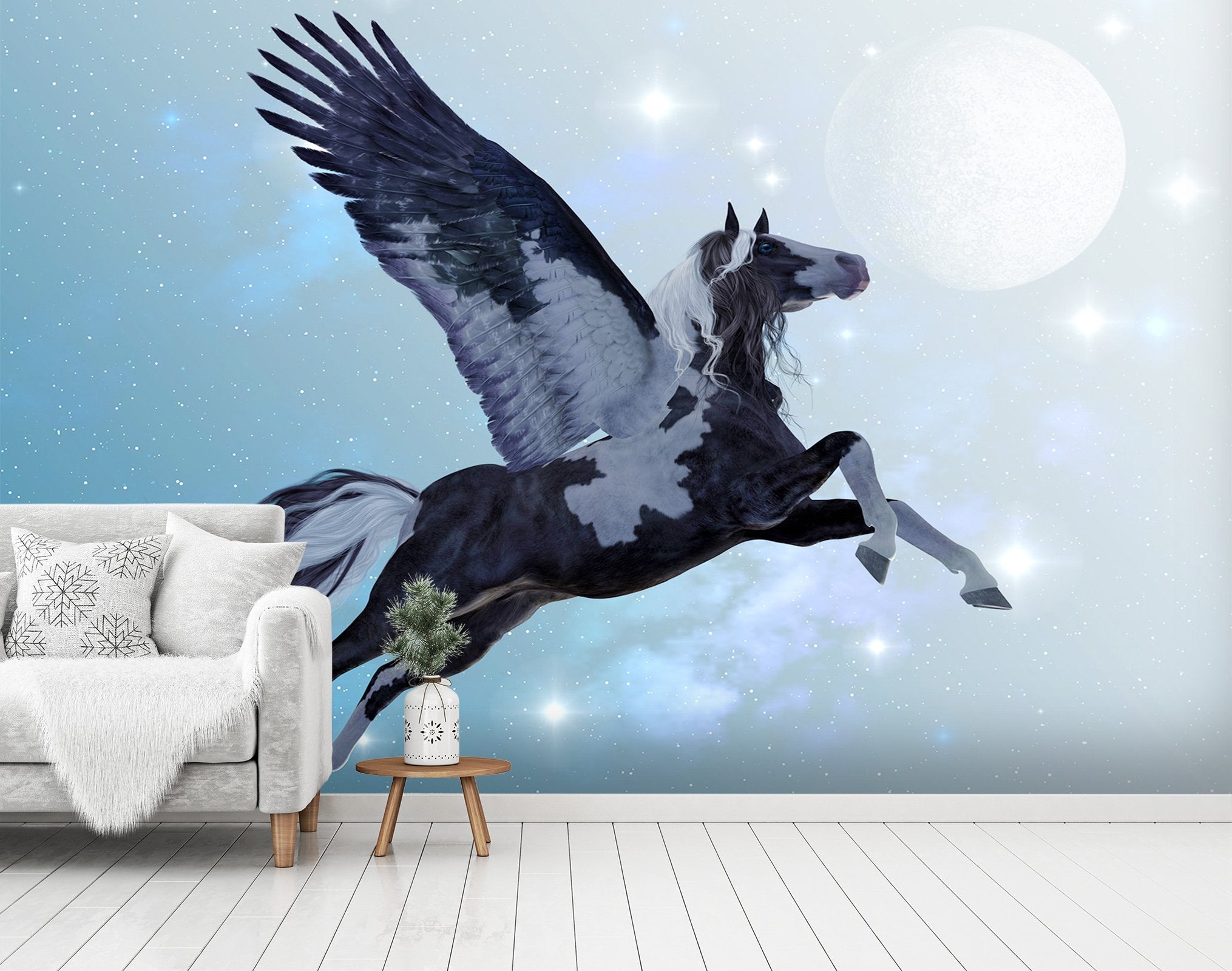 3D Moon Flying Horse 135 Wallpaper AJ Wallpaper 