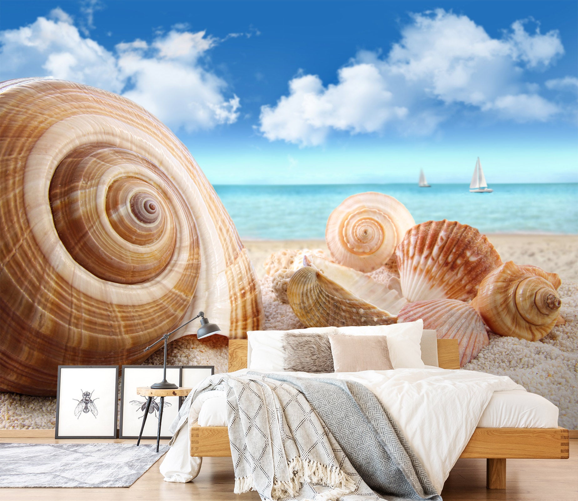 3D Beach Conch 387 Wall Murals