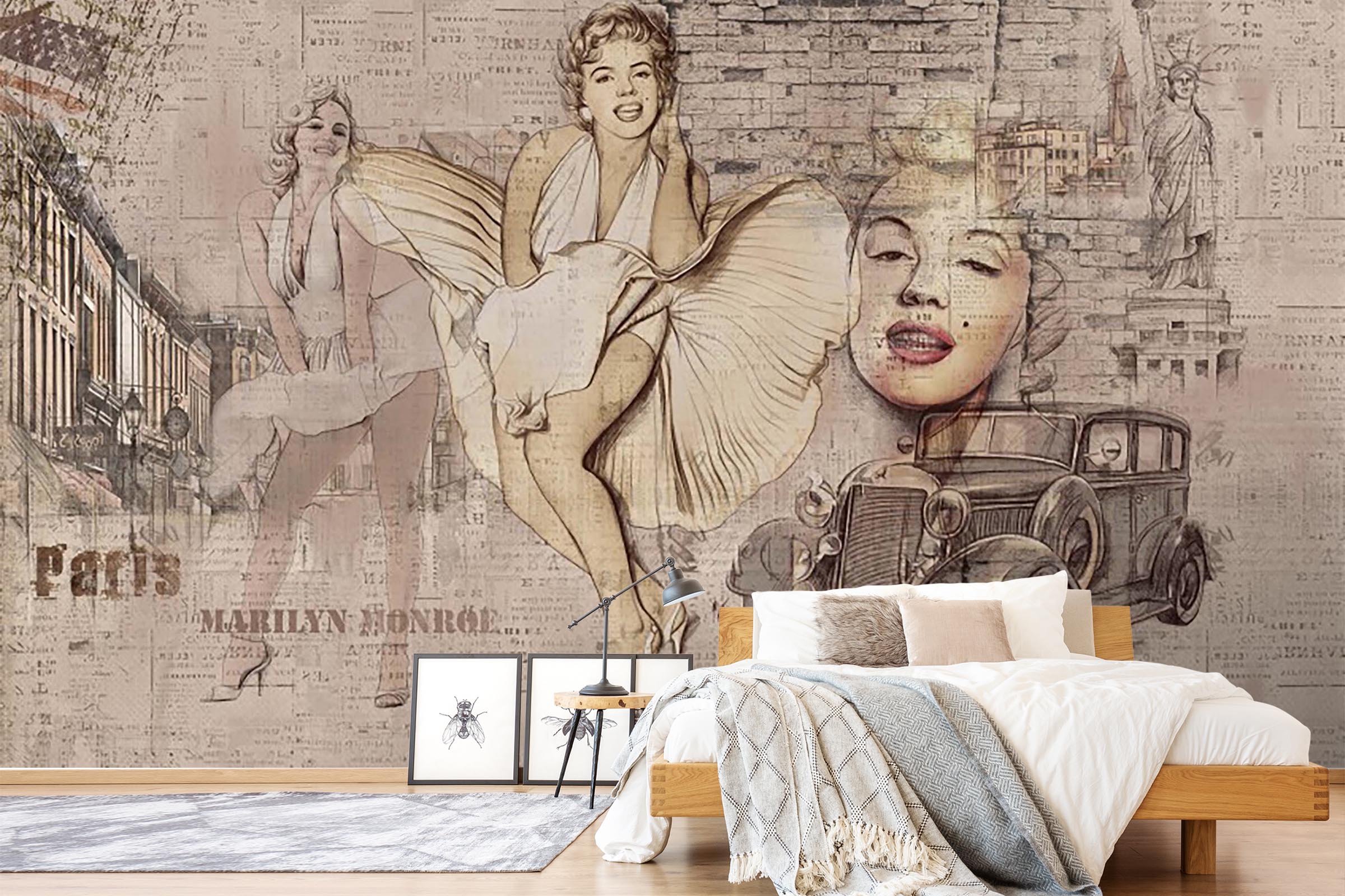 3D Vintage Marilyn Monroe 051 Wall Murals