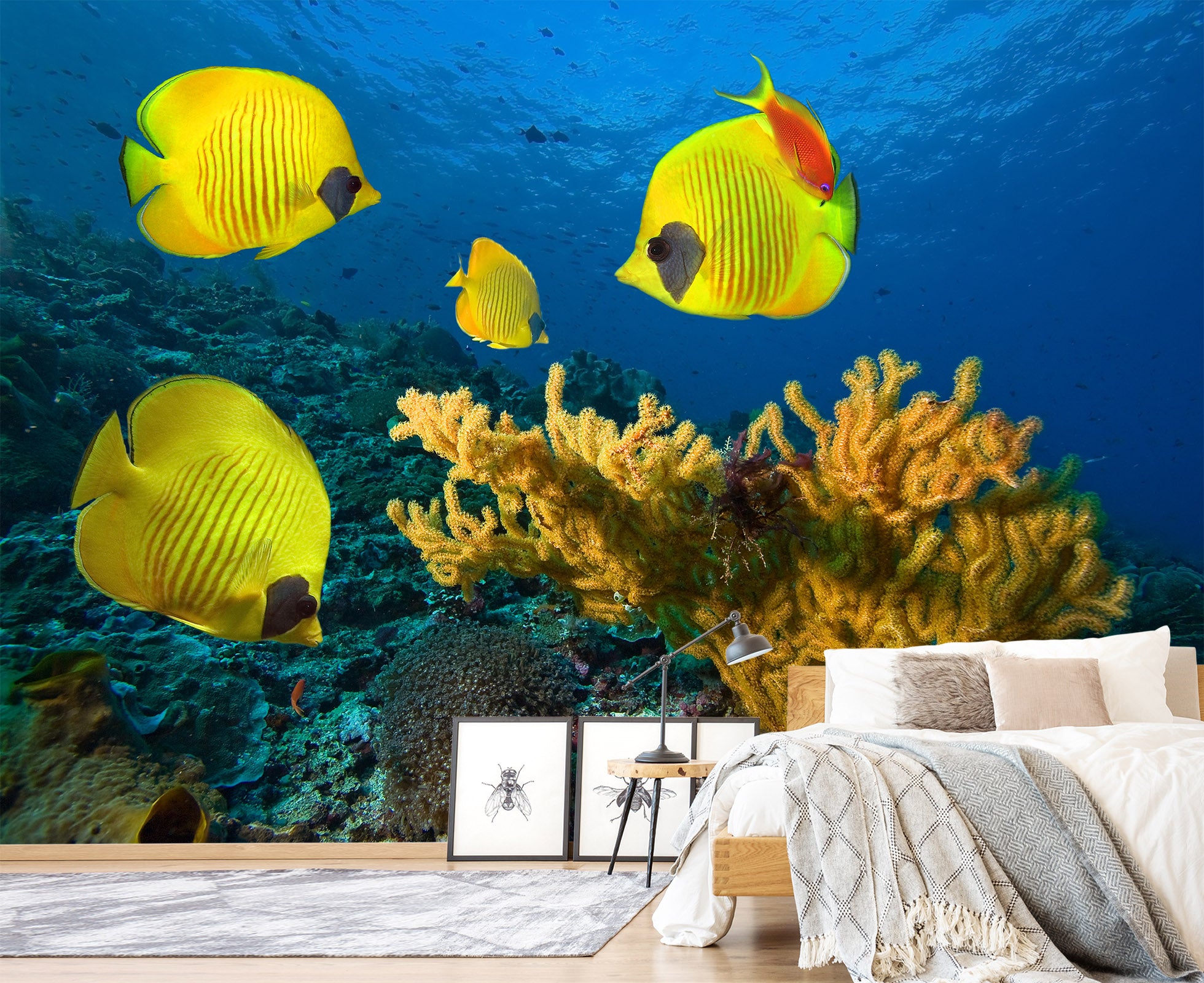 3D Yellow Fish 388 Wall Murals