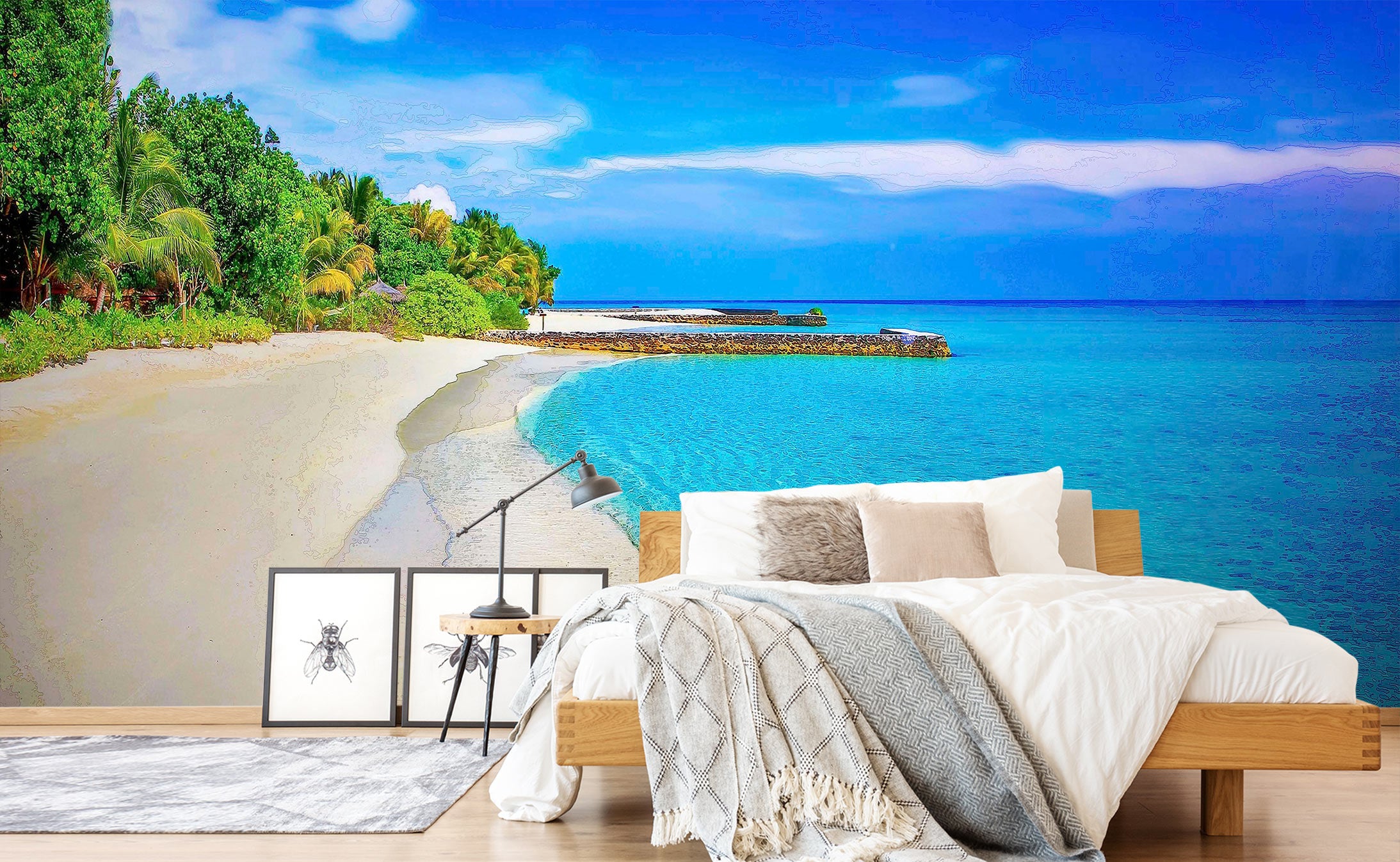 3D Beach Seaside Woods 90211 Alius Herb Wall Mural Wall Murals