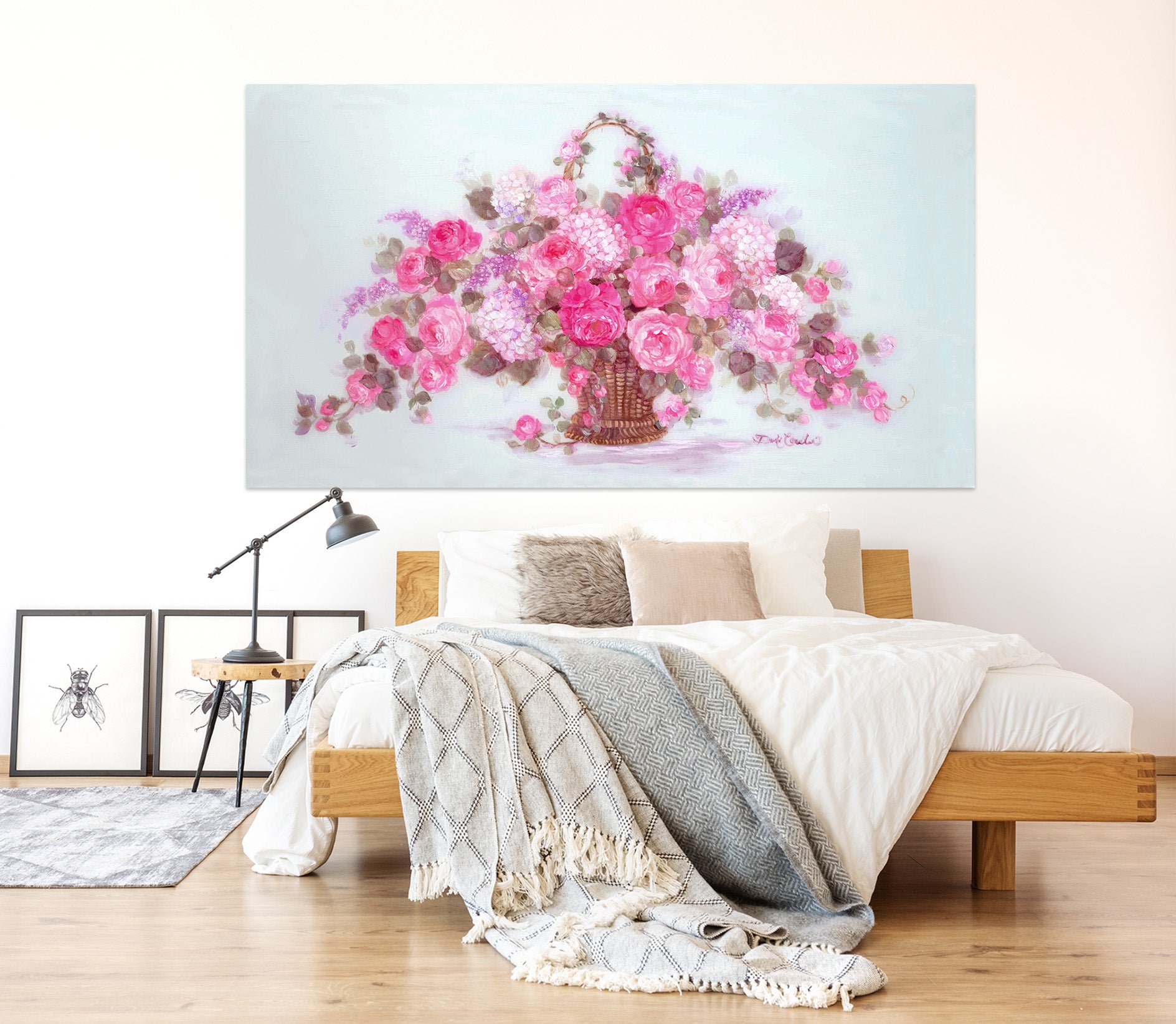 3D Pink Flower Basket 074 Debi Coules Wall Sticker