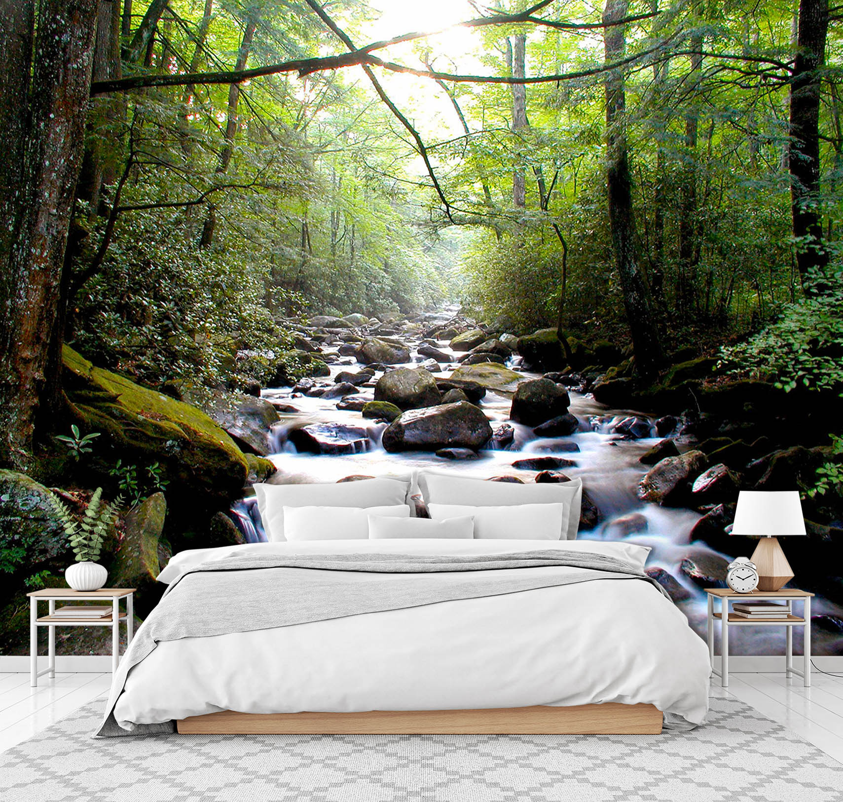 3D Forest Stream 118 Wall Murals