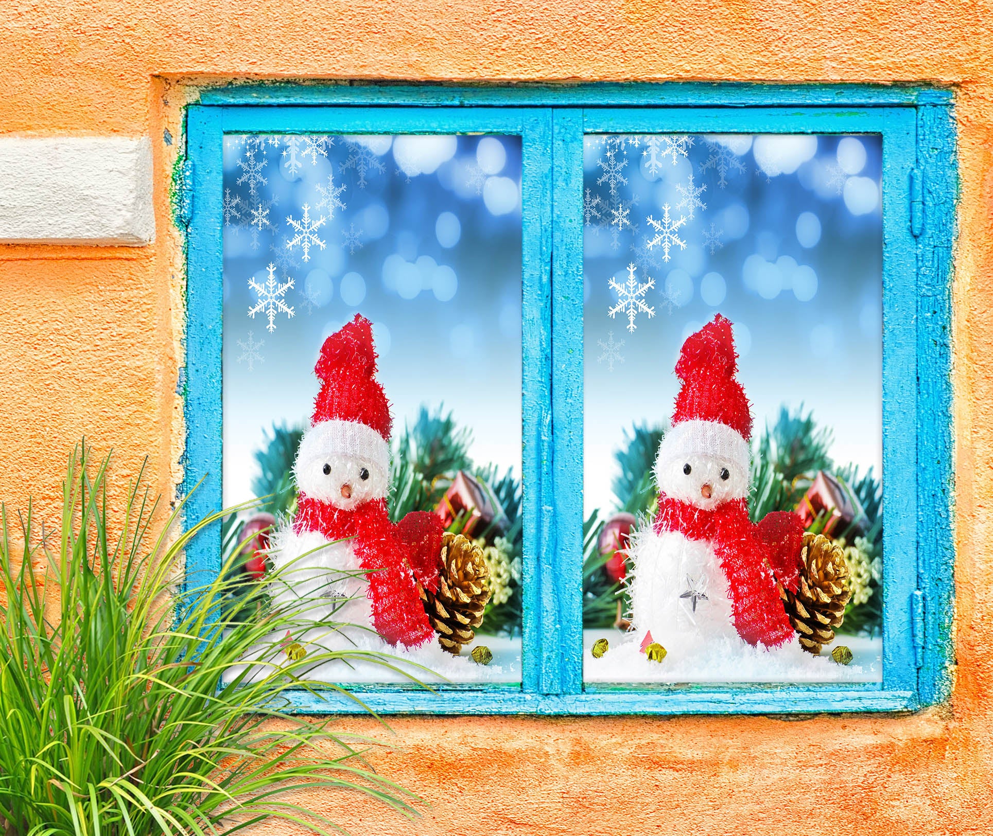 3D Snowman Snowflake 31016 Christmas Window Film Print Sticker Cling Stained Glass Xmas