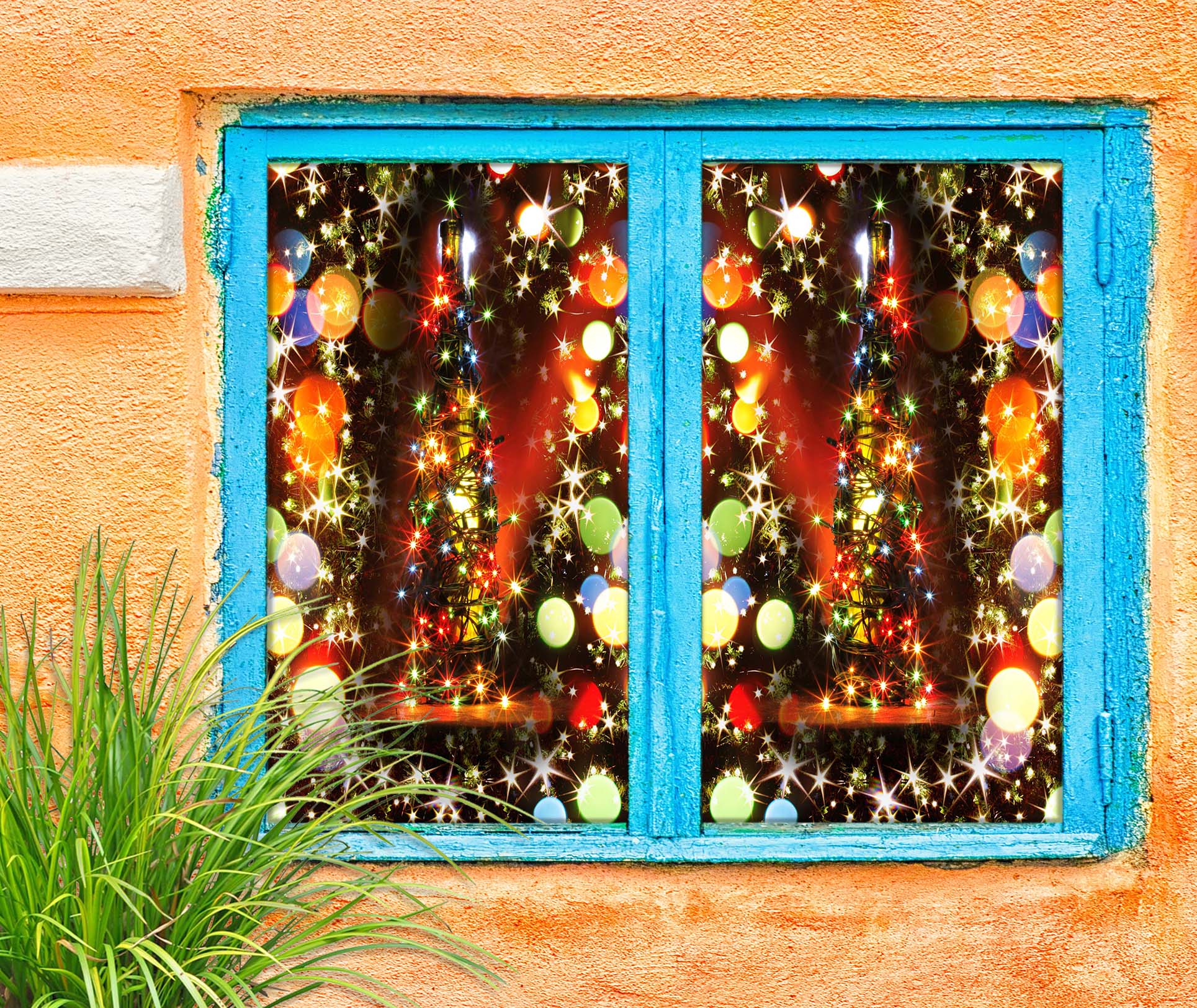 3D Color Ball Light Spot 30128 Christmas Window Film Print Sticker Cling Stained Glass Xmas