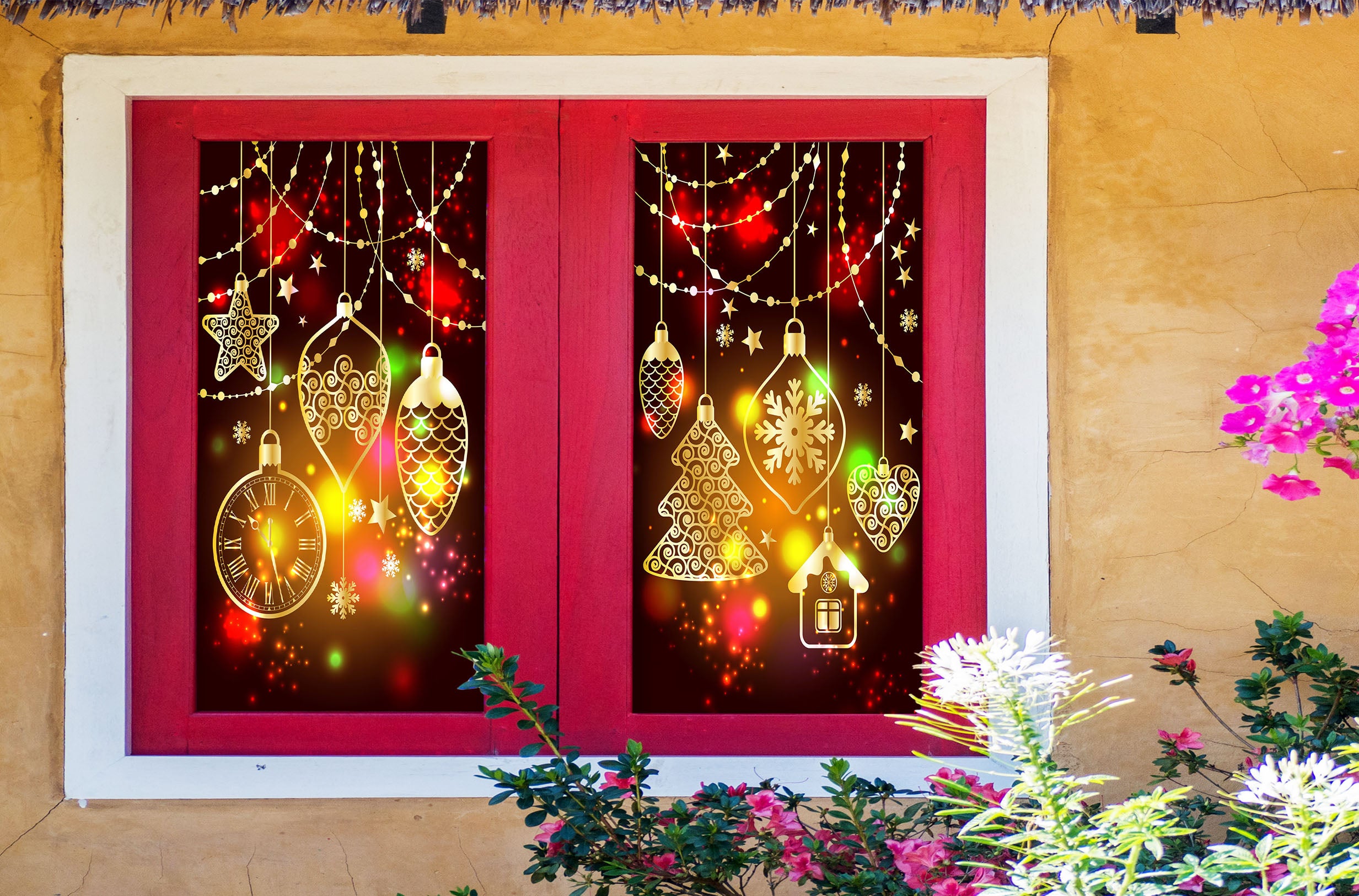 3D String Lights 31031 Christmas Window Film Print Sticker Cling Stained Glass Xmas